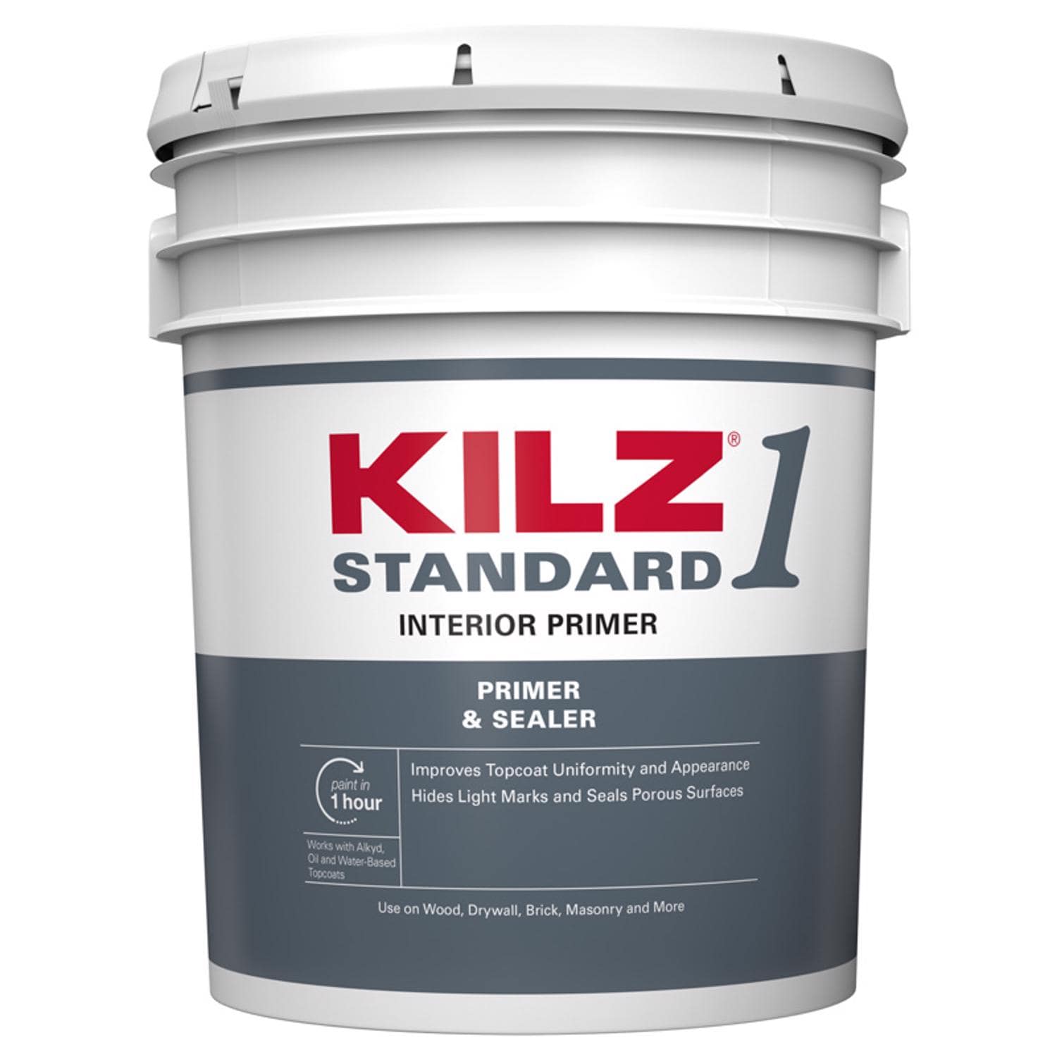 KILZ 1 Standard White Flat Water-Based Acrylic Primer and Sealer 5 gal #L201105