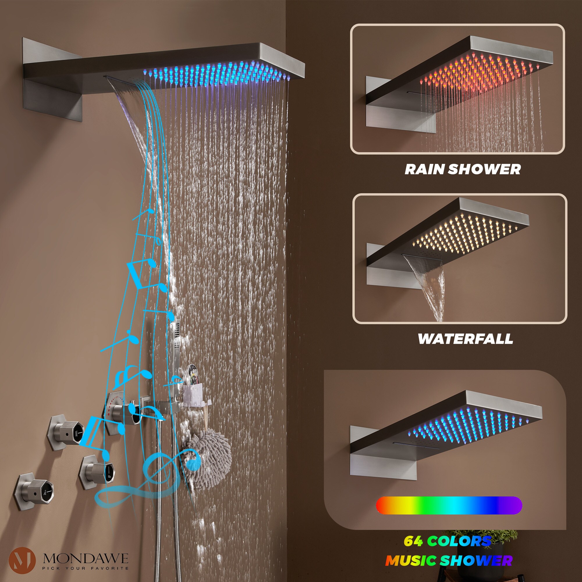 LUCKY ONE MD6086-BN Showerhead-Bar-Panels - View #5