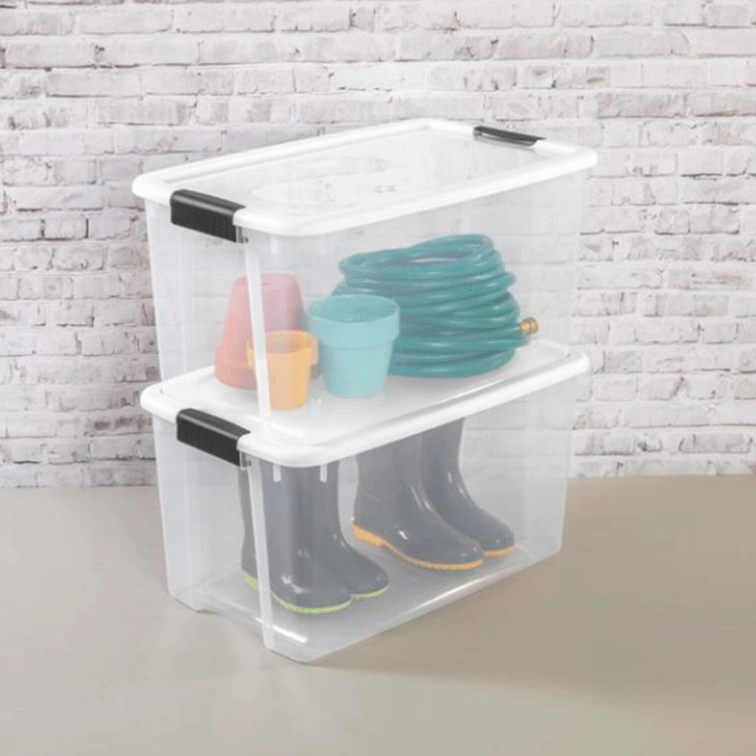 Sterilite 5.7 Qt Large Plastic Stackable Storage Bin w/Clear Latch