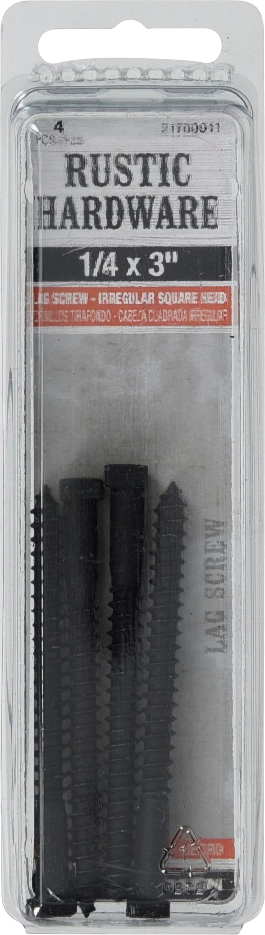 Hillman 21700011 1/4-in x 3-in Black Oxide Black oxide Irregular -Head Interior Lag screws 4 -Pack