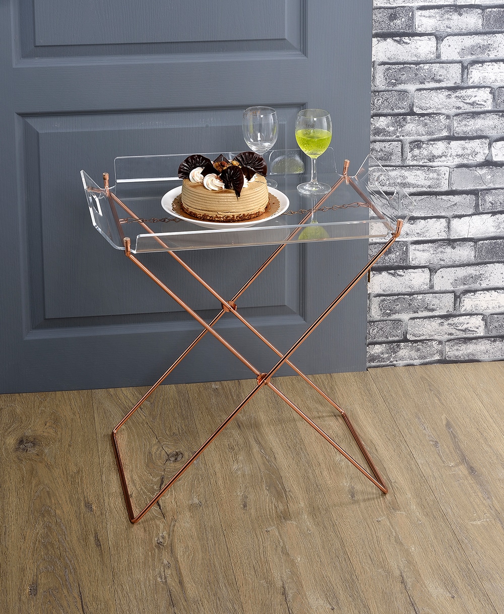 Cercie Clear Acrylic   Copper Finish Tray Table