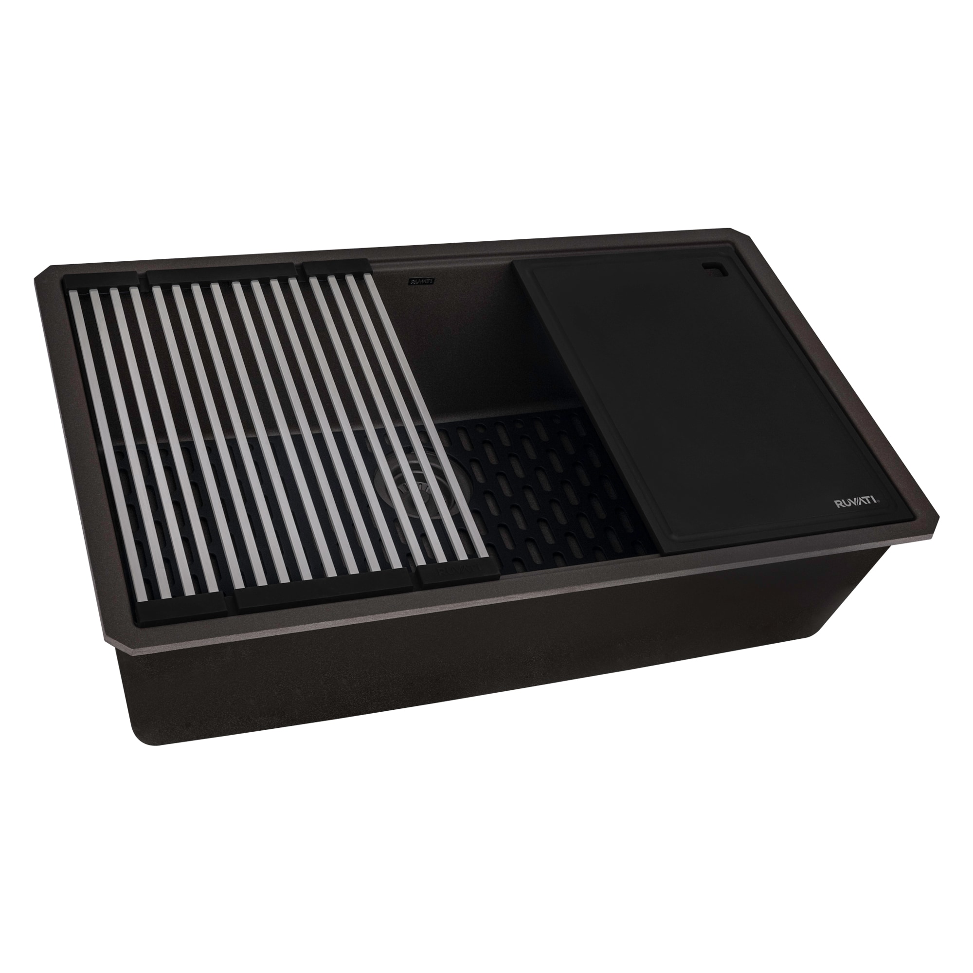 Ruvati RVG2306ES epiStage Undermount 32-in x 19-in Composite Single bowl Workstation Kitchen Sink