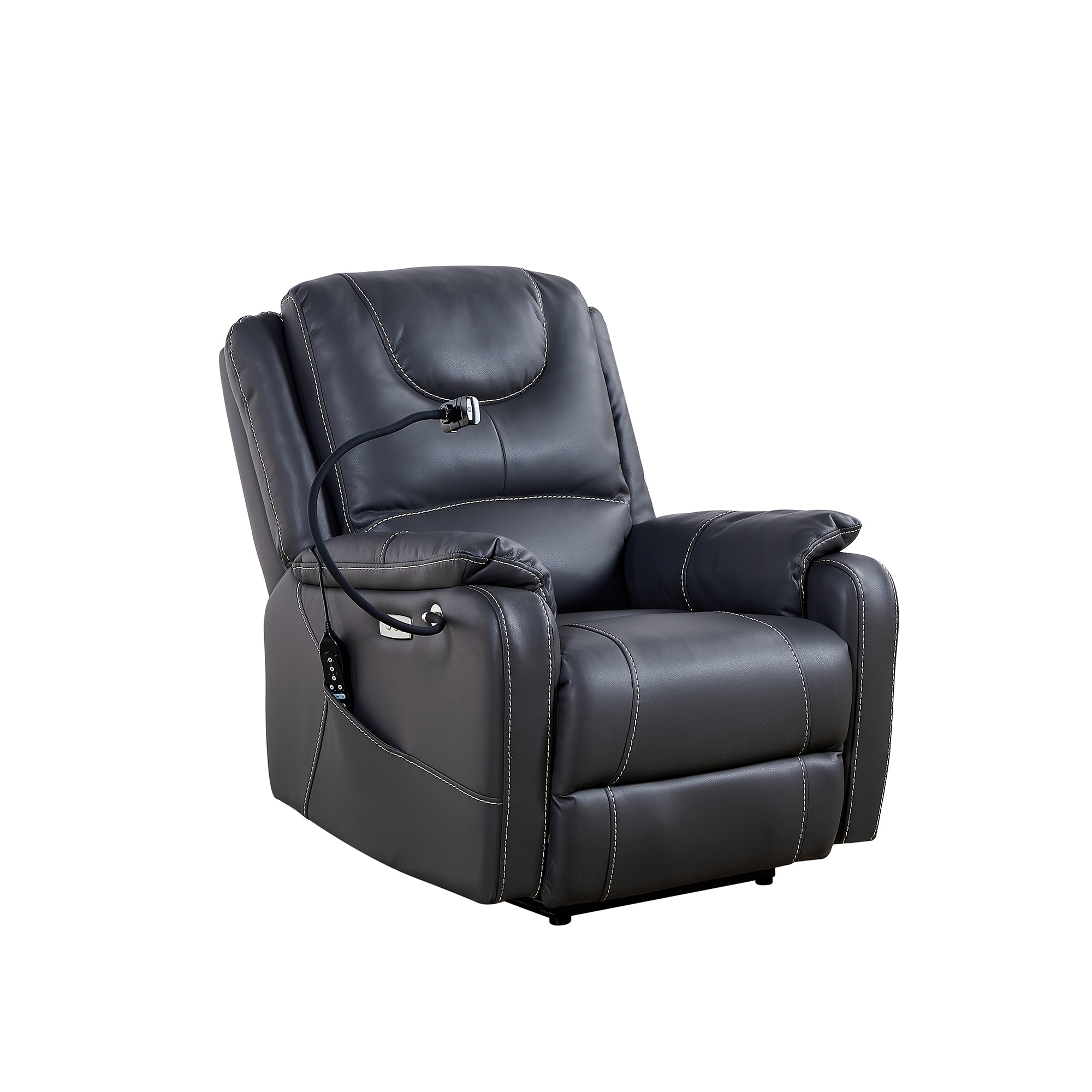 Bybafun - 34.3-in W Casual Black Faux leather Swivel Sleeper Armchair