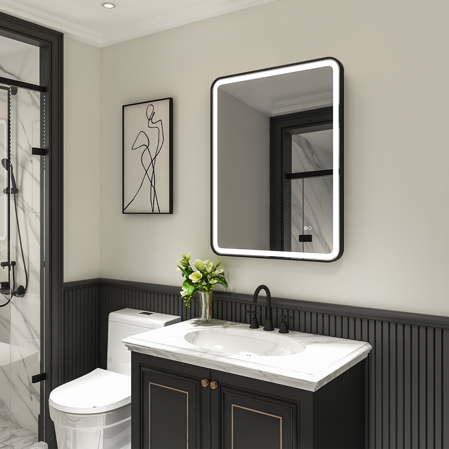 WELLFOR W9FM2836MB Framed-Bath-Mirrors - View #9
