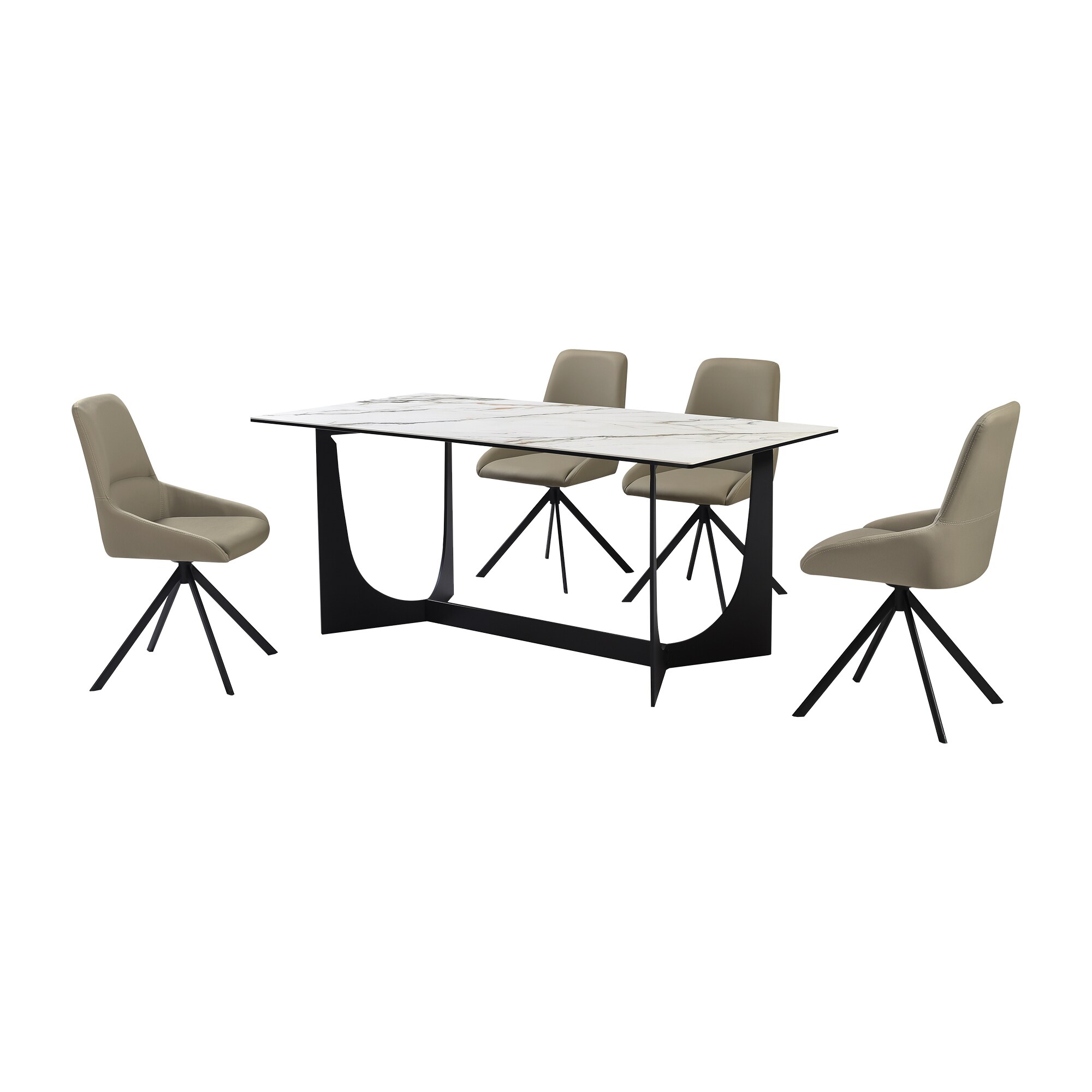 Armen Living SETESMV5TG Black Contemporary/Modern Dining Room Set with Rectangular Table ( Seats 4 )