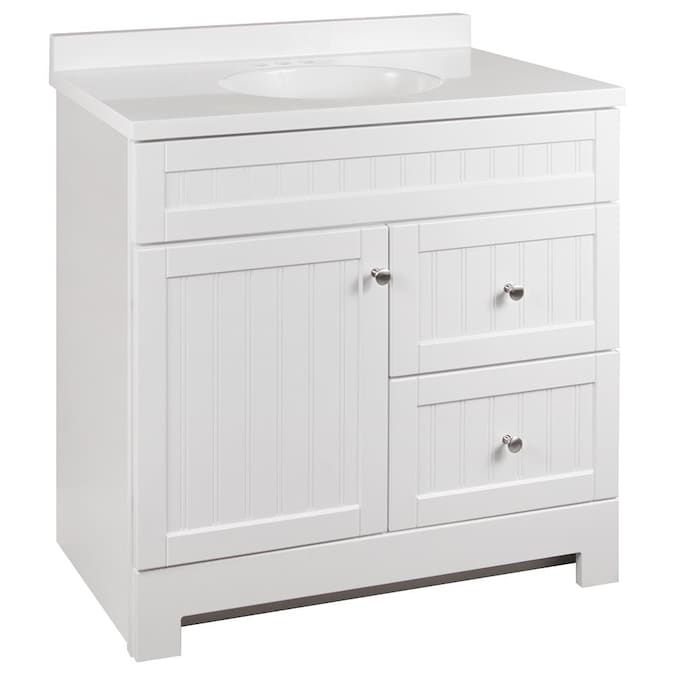 Style Selections Ellenbee 36 In White Single Sink Bathroom Vanity With Cultured Marble Top The Vanities Tops Department At Com - Bathroom Vanity With Sink 36 Inch Clearance