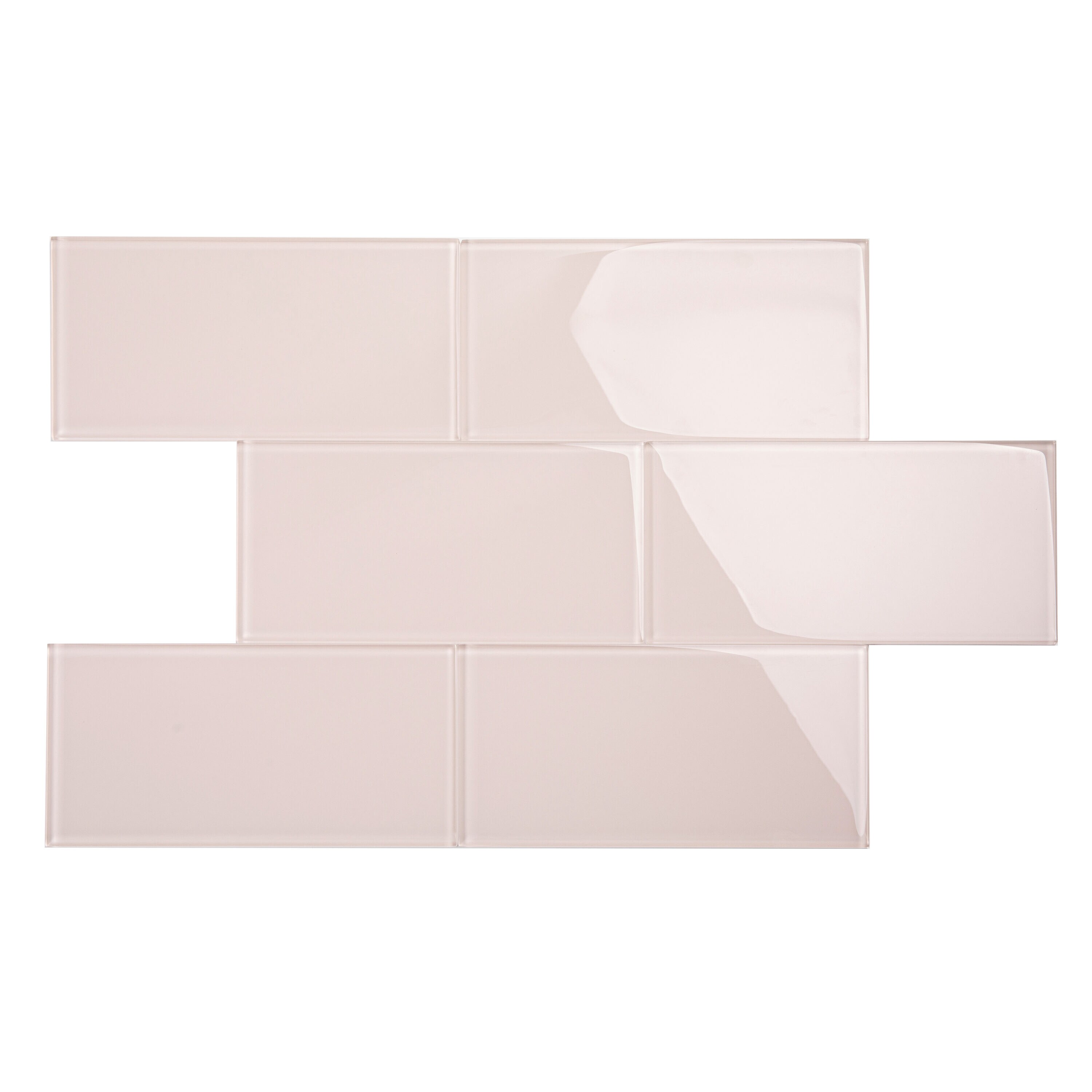 Giorbello Classic Premium Rose Pale Pink 6-in x 12-in Glossy Glass Subway Wall Tile (5-sq. ft/ Carton)