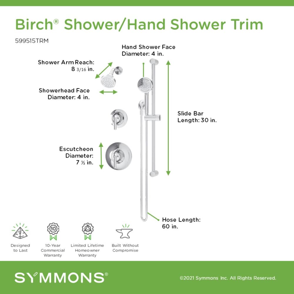 Symmons 599515TRM Showerhead-Bar-Panels - View #2