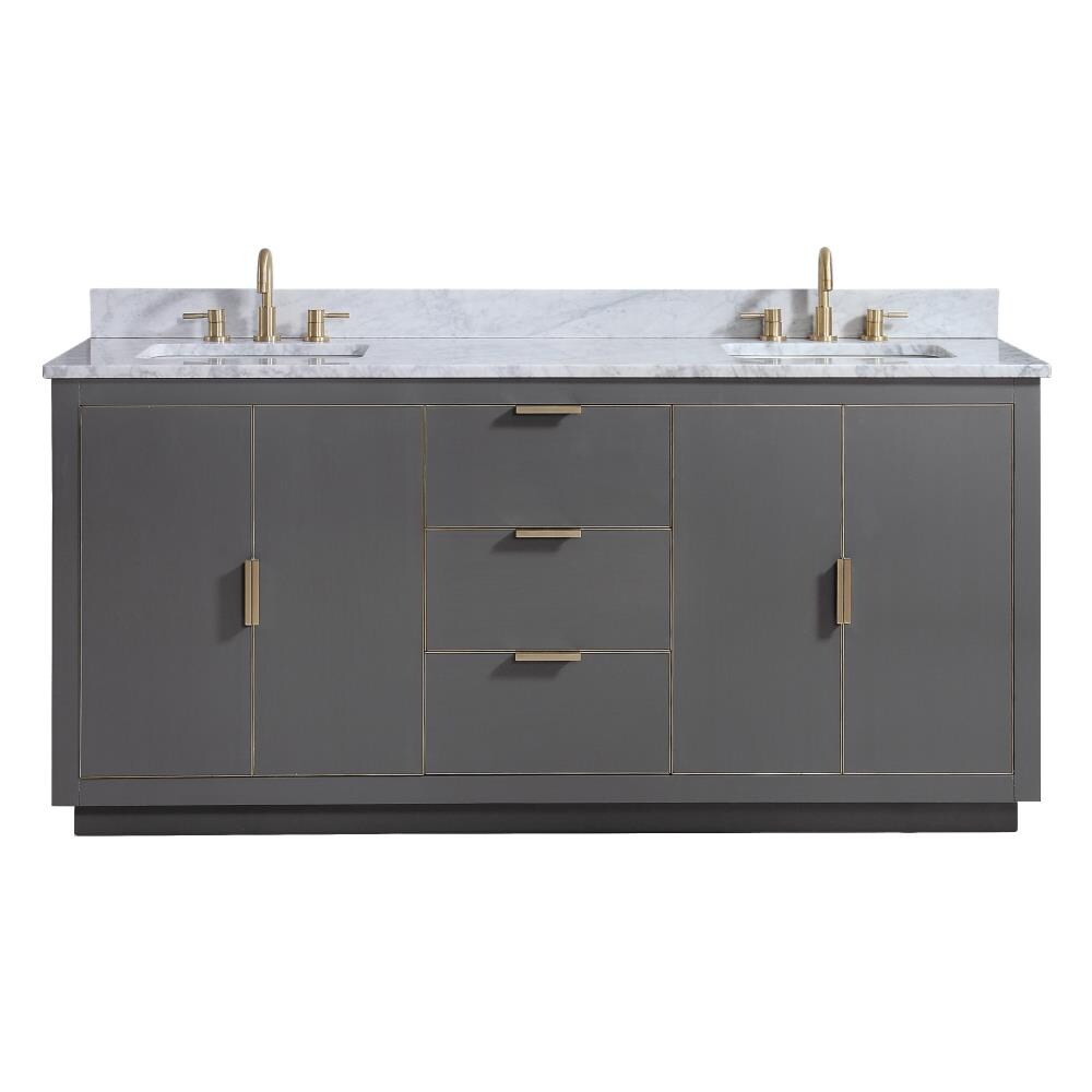 Avanity AUSTEN-VS73-TGG-C Austen 73-in Twilight gray Undermount Double sink Bathroom Vanity with Carrera white Natural marble Top