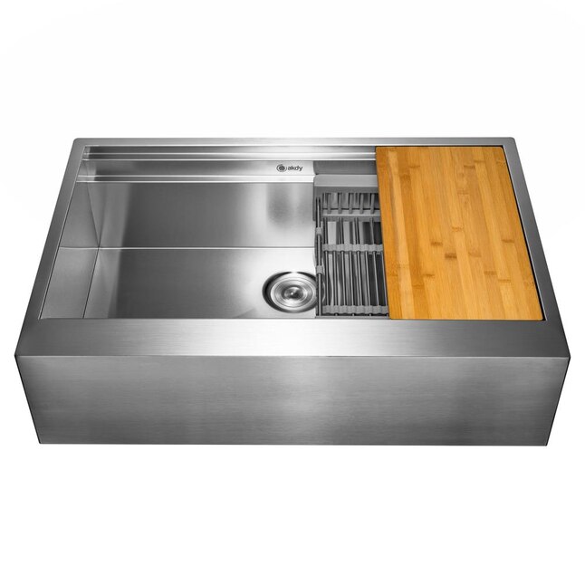 AKDY Handmade 30-in x 20-in Stainless Steel Single Bowl Tall (8-in or Larger) Undermount Apron Front/Farmhouse Residential Kitchen Sink All-in-One Kit AKDY Handmade 30-in x 20-in Stainless Steel Single Bowl Tall (8-in or Larger) Undermount Apron Front/Farmhouse Residential Kitchen Sink All-in-One Kit