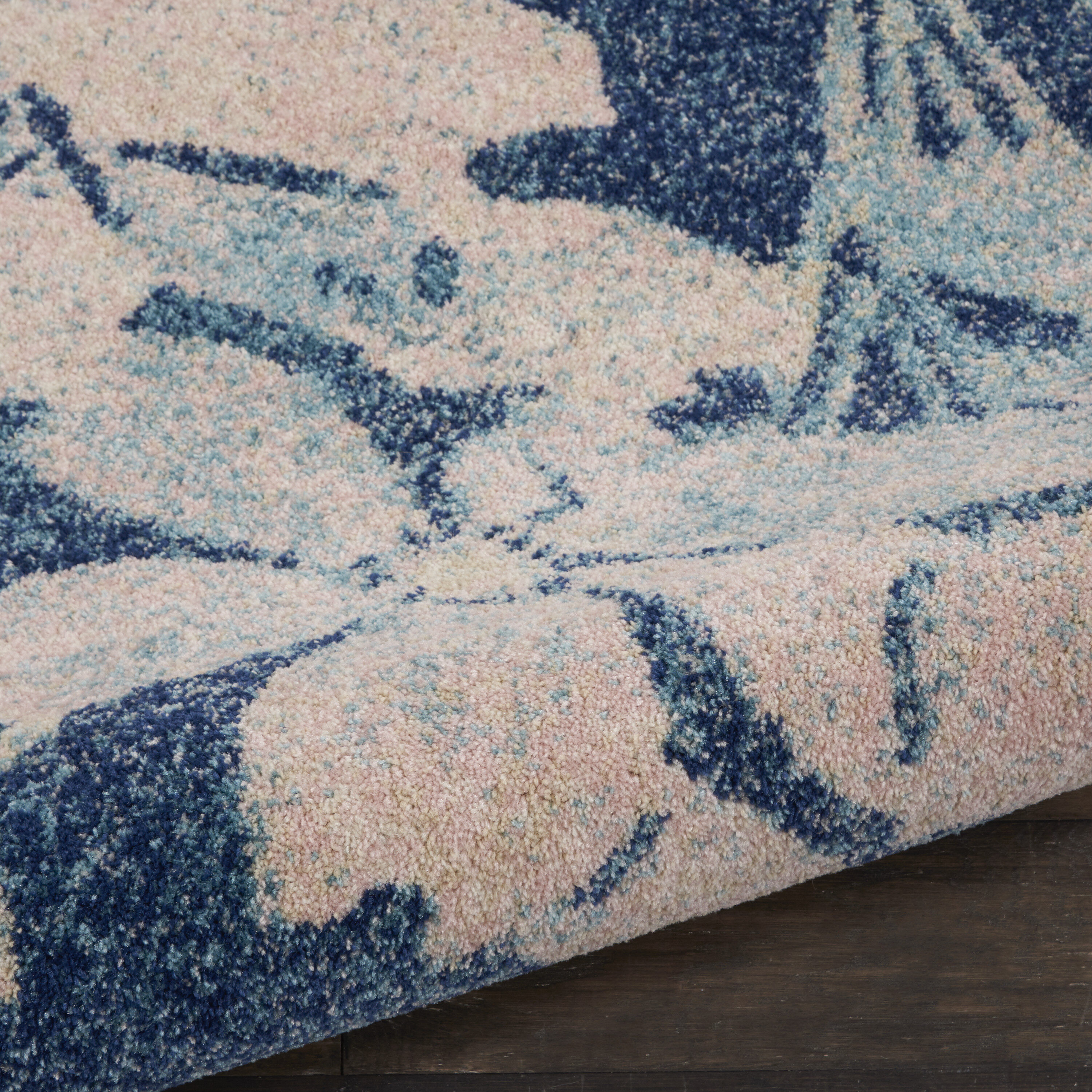 Navy Pink Floral Elegance Viscose 6' x 9' Area Rug