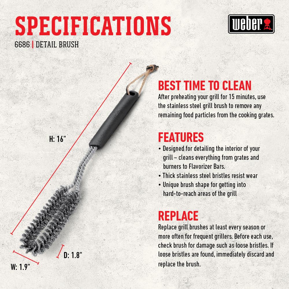Weber 6493 Grill Cleaning Brush, Stainless Steel Bristle