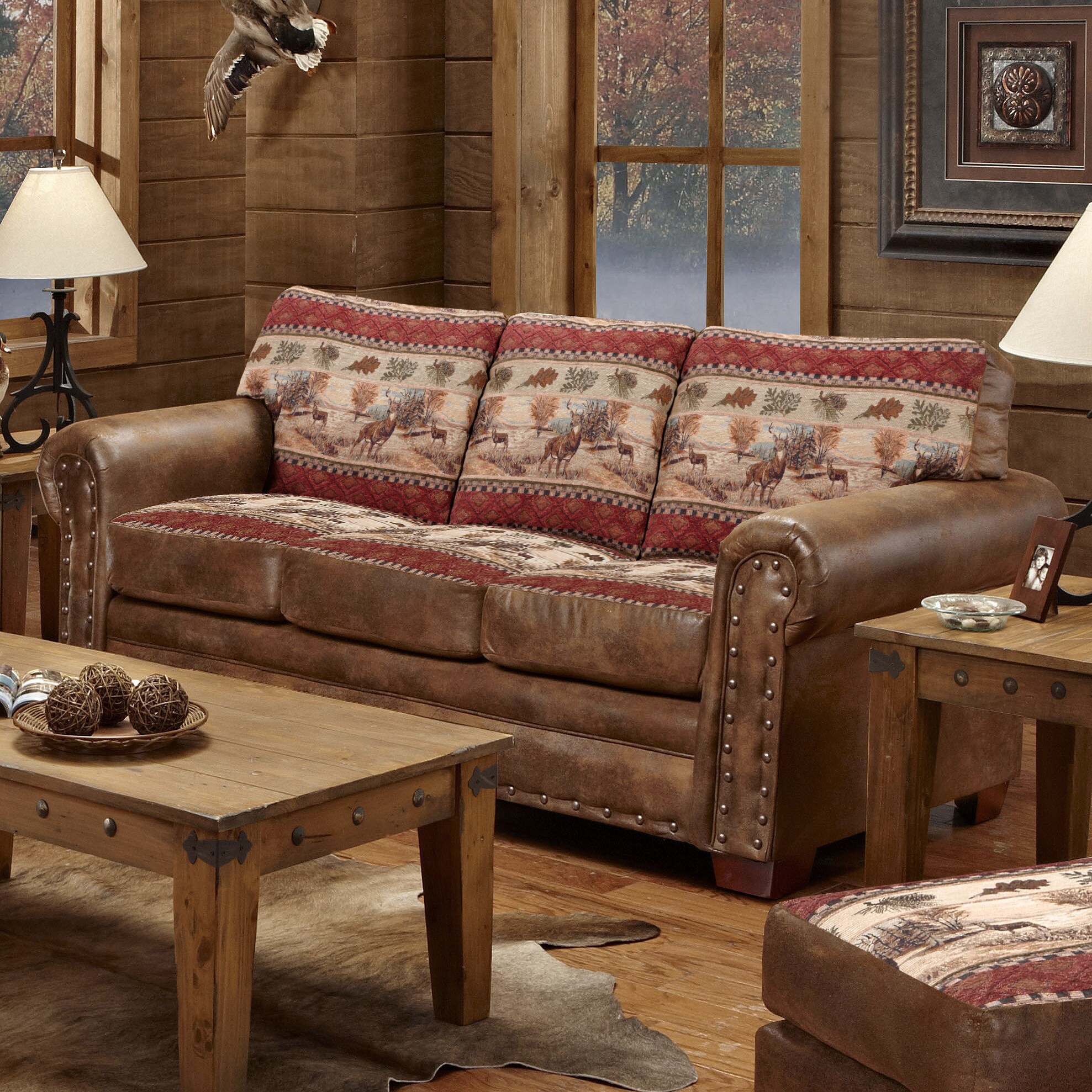 American Furniture Classics Deer valley 88-in Rustic Deer Valley ...