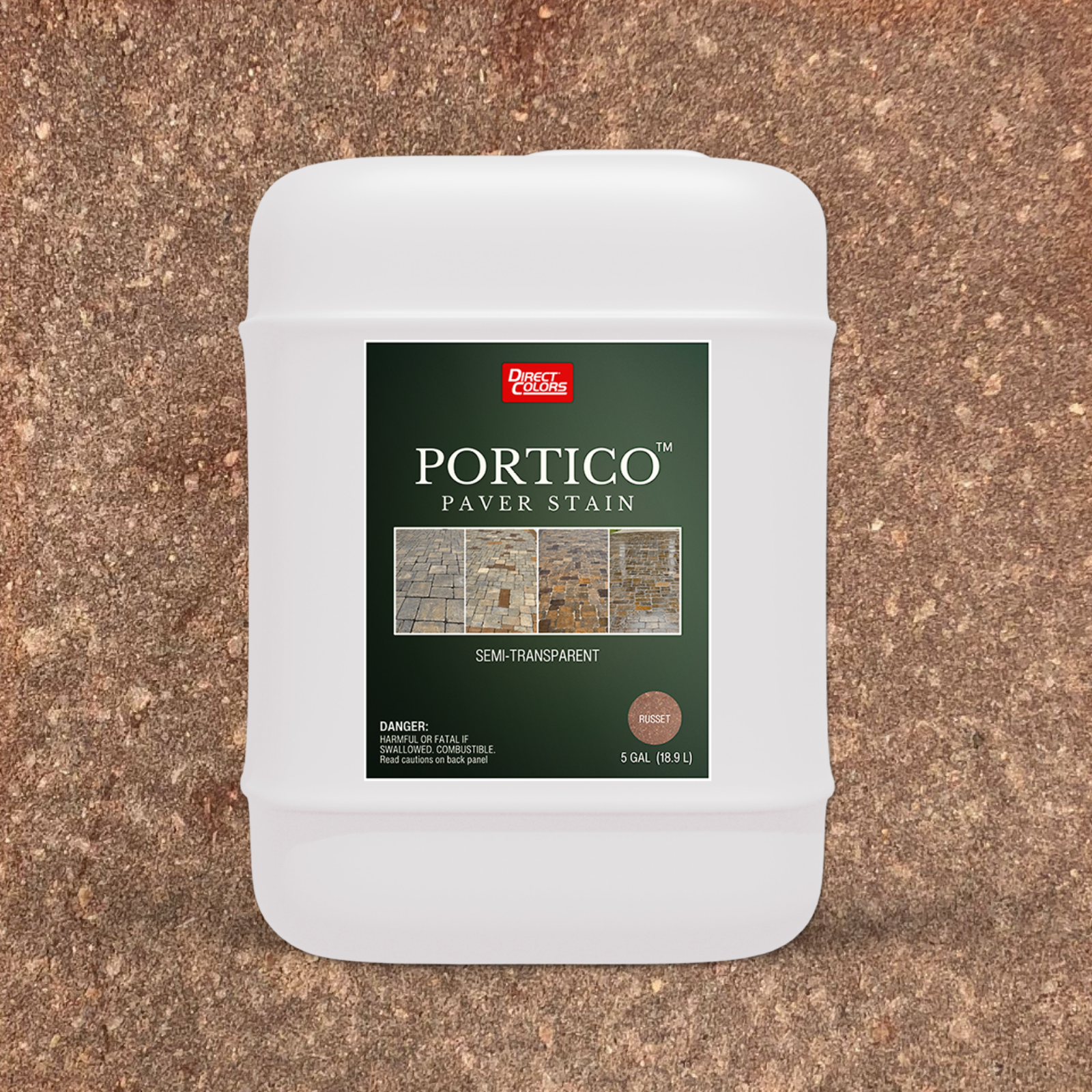 Direct Colors DC-POR-723-5GAL Portico Concrete Paver Stain Russet Solvent-based Ready-to-use Concrete stain ( 5-gallon )