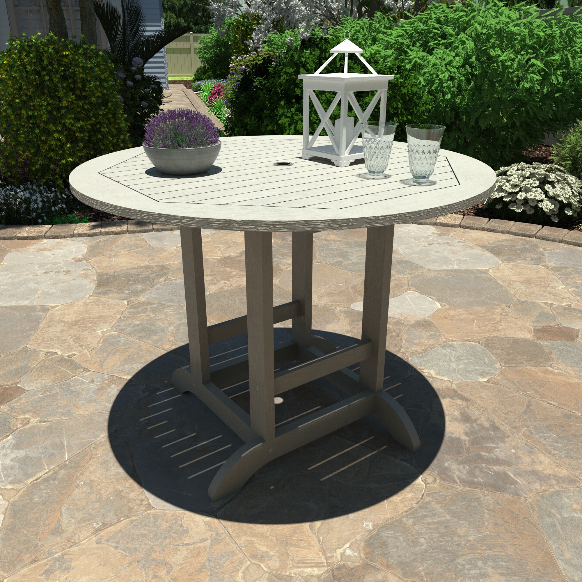 Highwood Adirondack Round Outdoor Counter Table 48 In W X 48 In L With   62654941 