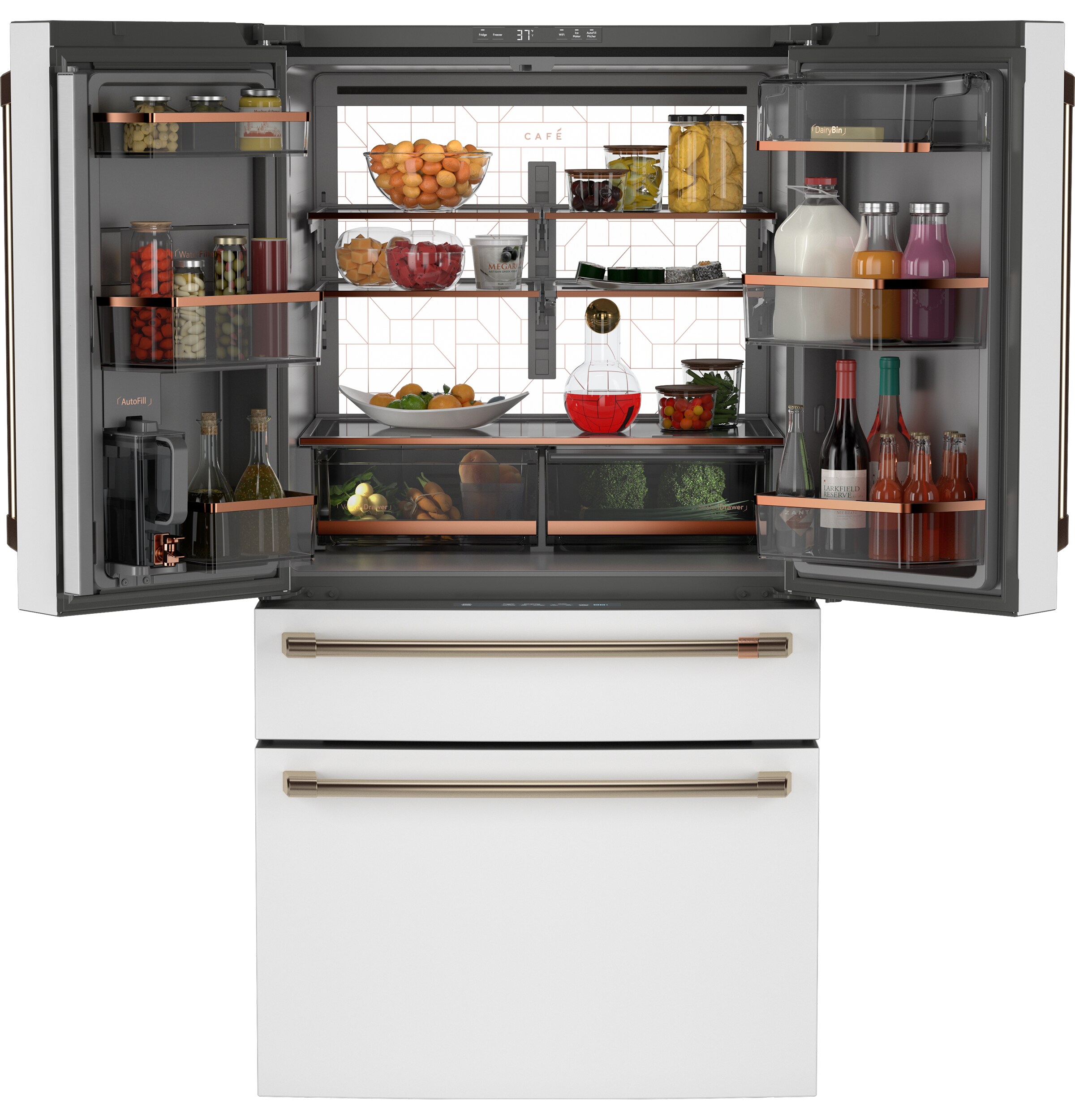 Cafe 28.7-cu ft 4-Door Smart French Door Refrigerator with Ice Maker and Water dispenser (Matte White) ENERGY STAR