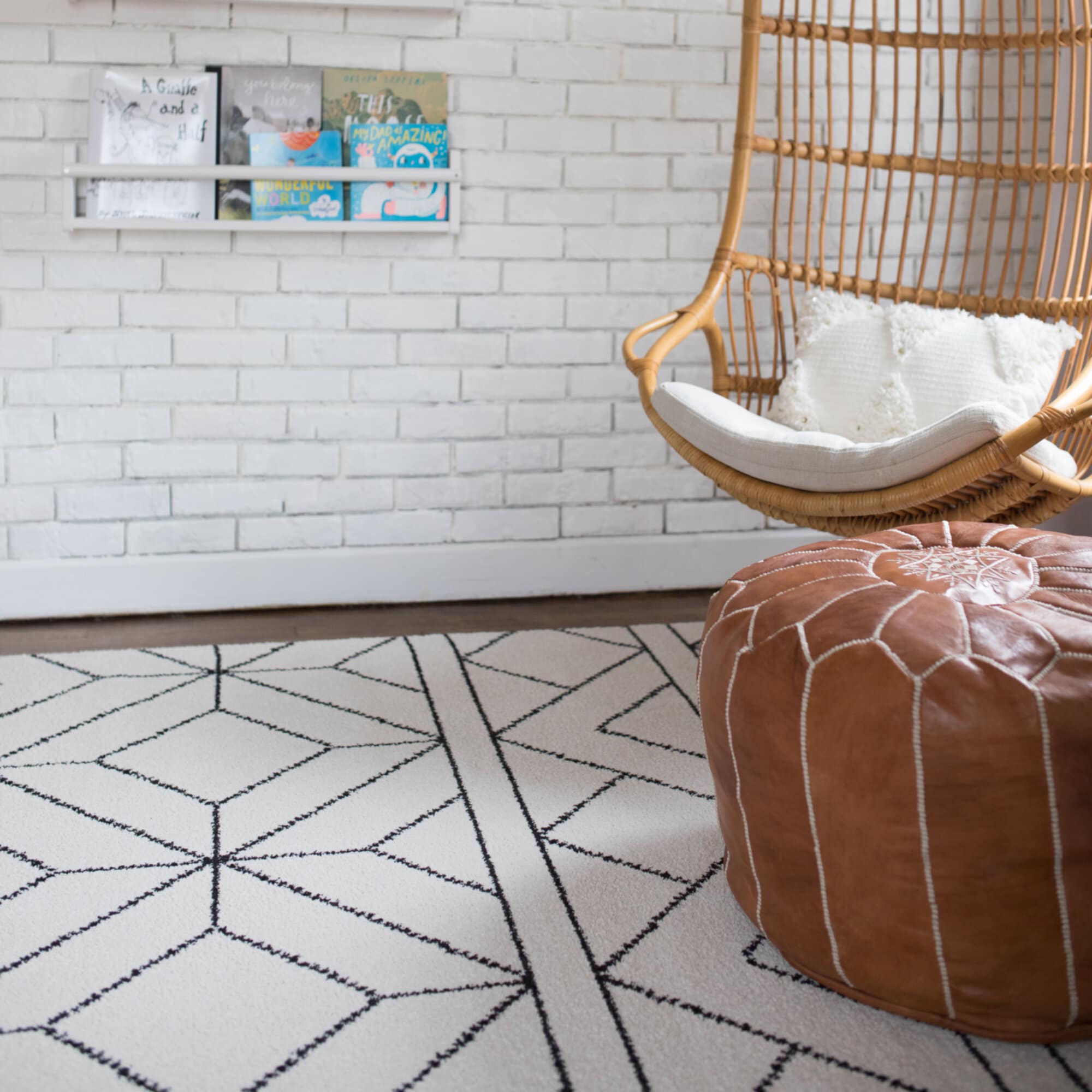 Balta 3003833 2 x 7 (ft) Loomed Polypropylene Off-White Rectangular Indoor Geometric Global Runner rug