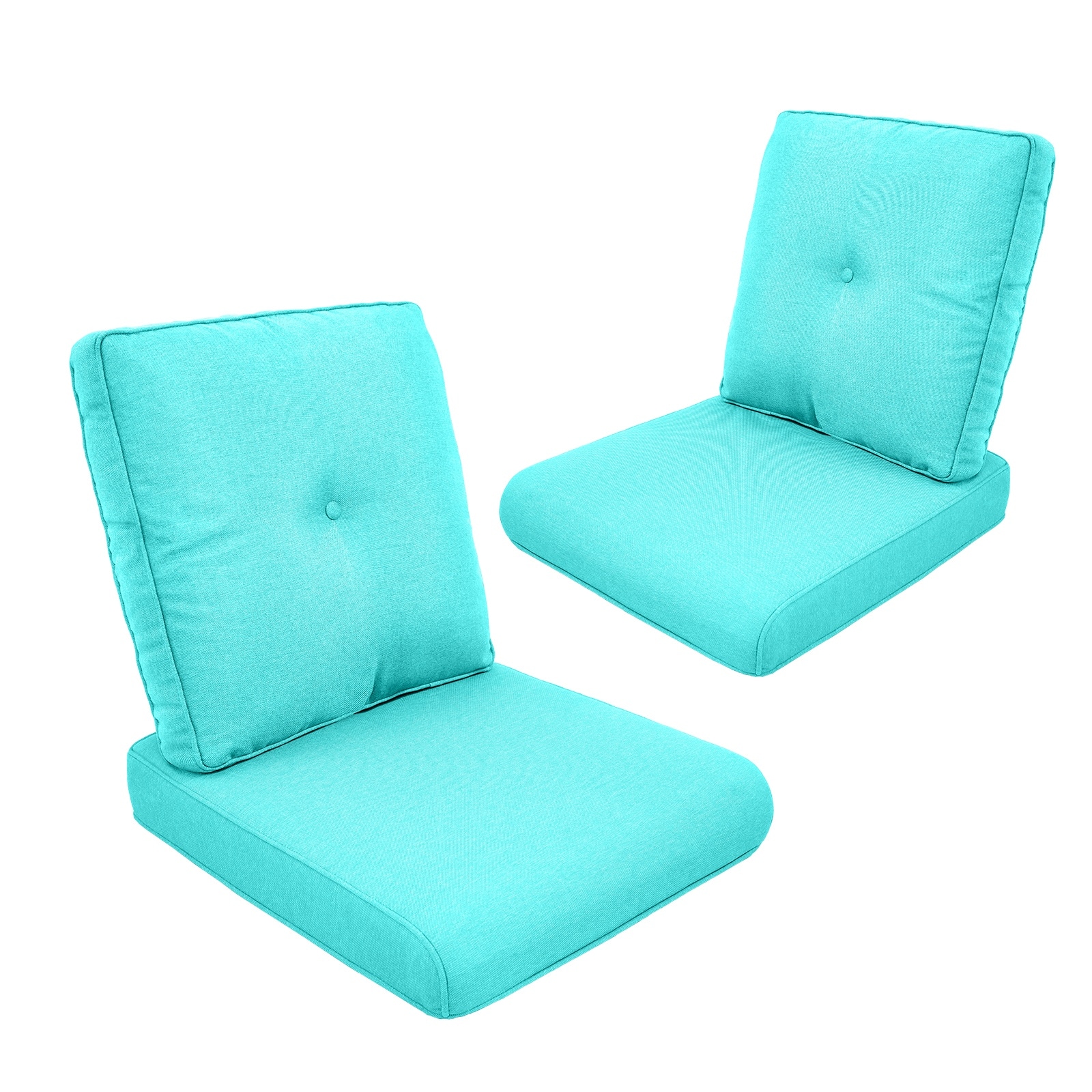 Pocassy PJZBD06-7AA 24-in x 22-in 4 -Piece Aquamarine Patio chair cushion