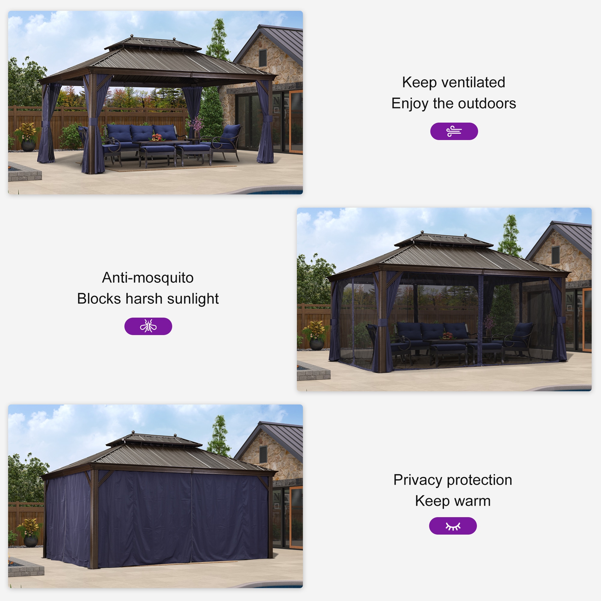 PURPLE LEAF LSMHS1216DNB Wood-Resin-Gazebos - View #9