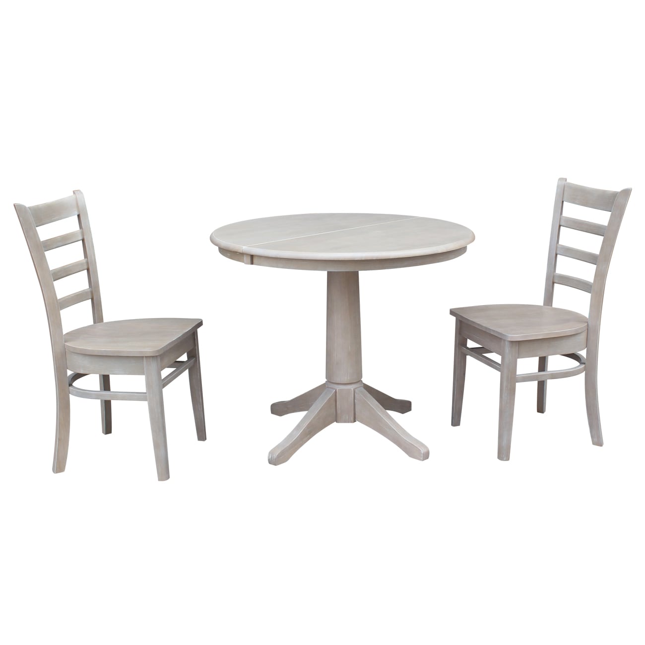 International Concepts K09-36RXT-27B-C617-2 Washed gray taupe Traditional Dining Room Set with Round Table ( Seats 2 )