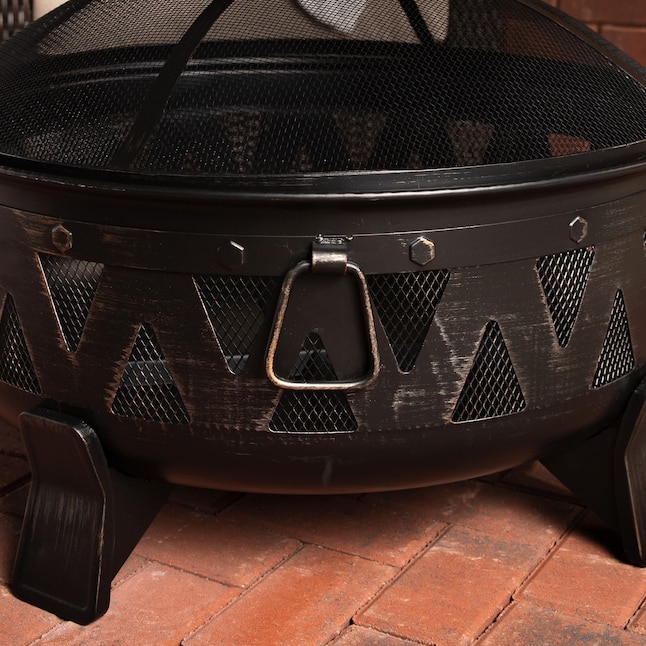 Style Selections 29.9-in W Antique Black Steel Wood-Burning Fire Pit in ...