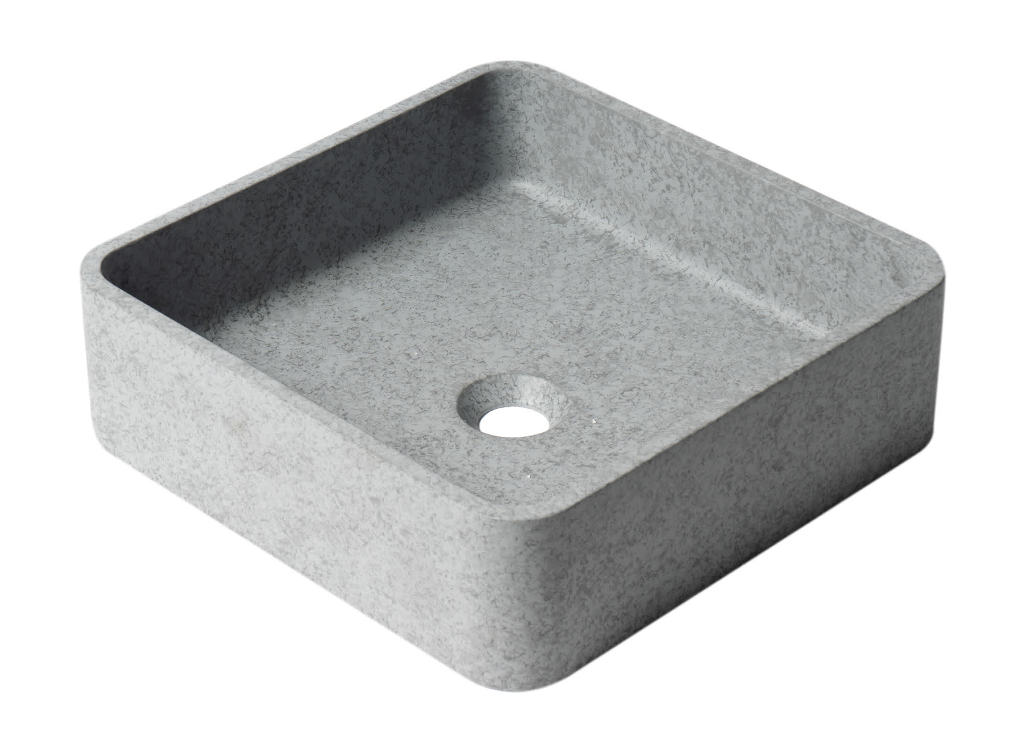 ALFI ABCO16S 16-in Solid Concrete Chiseled Style Square Above Mount Vessel Sink