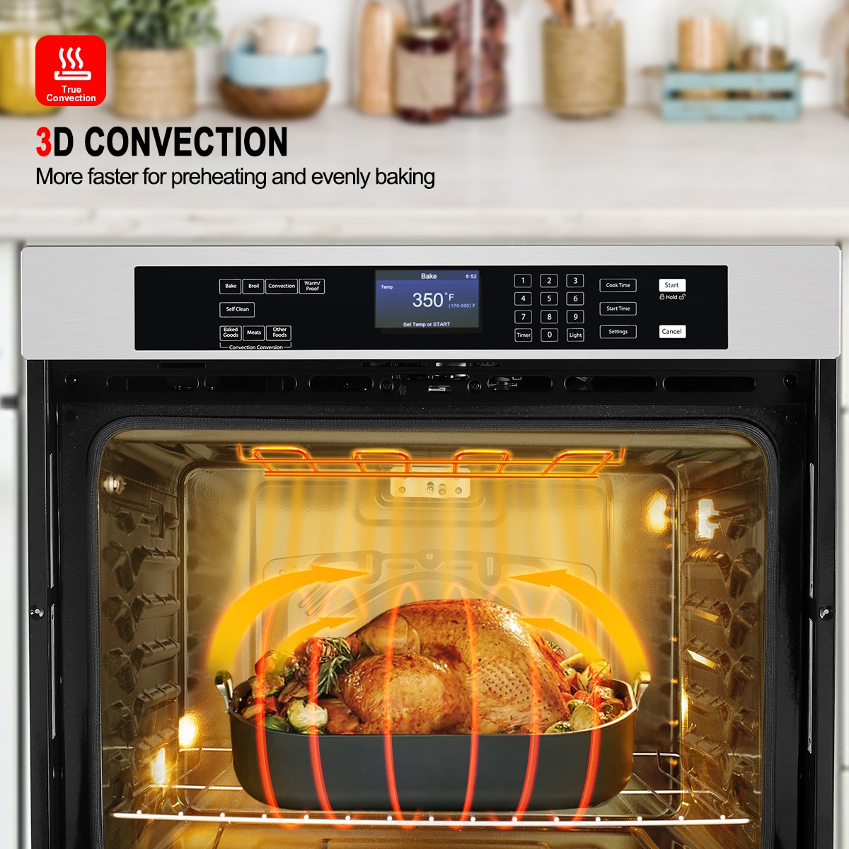 Gasland Chef Wall Oven 30 inch 5.0 Cu.Ft Digital Display Touch Control Stainless Steel Electric Oven with Temperature Probe, CSA Certified