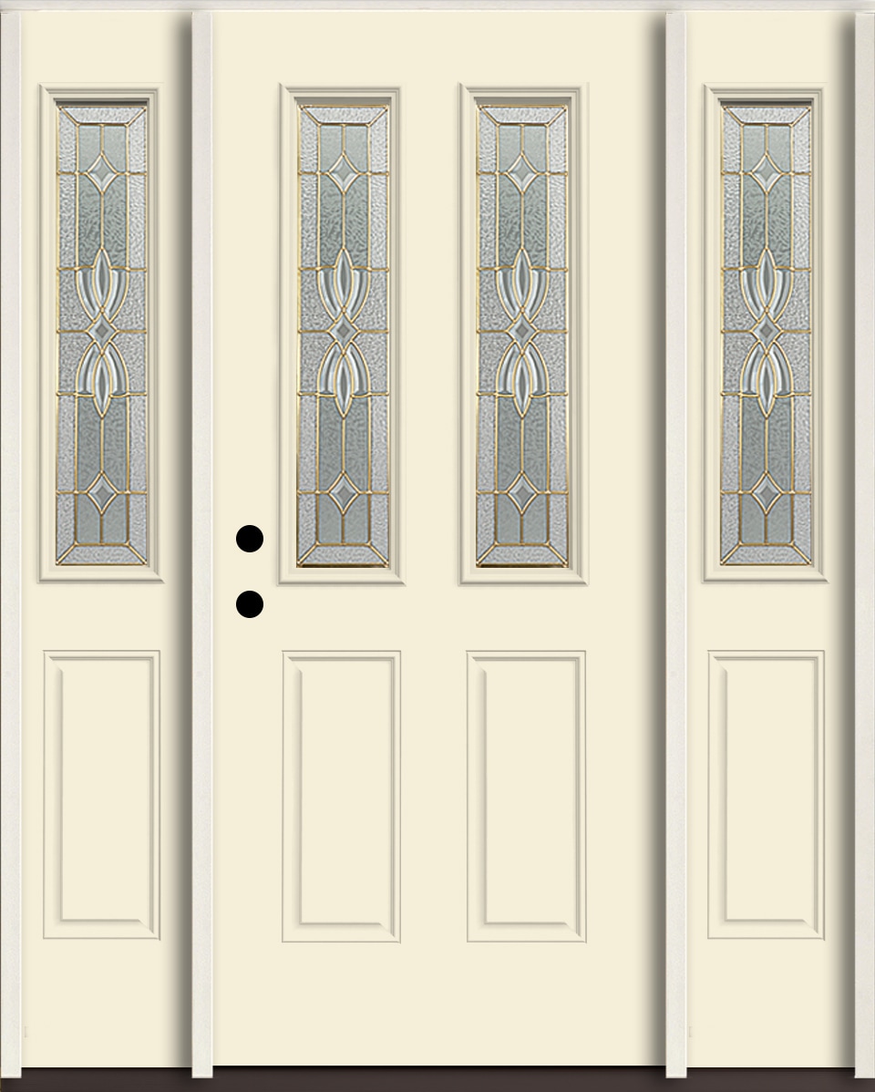 RELIABILT LO964255 Laurel 60-in x 80-in x 4-5/8-in Fiberglass Half lite Right-hand inswing Bisque Paint Painted Prehung Front Door with Sidelights Insulating core