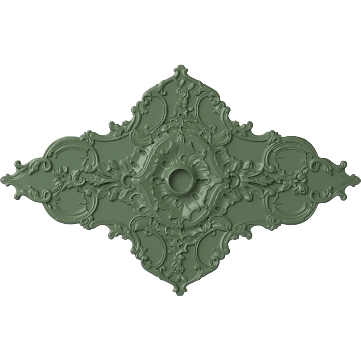 Ekena Millwork CM70X43MLAGF Melchor Diamond 67.25-in W x 43.325-in L Painted Athenian Green Polyurethane Whole Ceiling Medallion