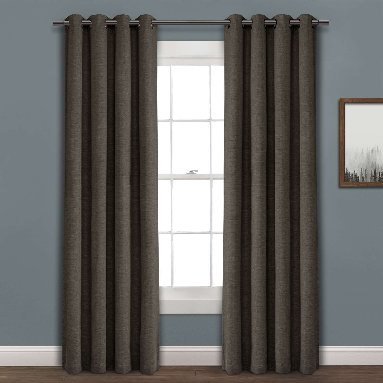 Lush Decor 16T003993 84-Inches Charcoal Blackout Grommet Single curtain panel