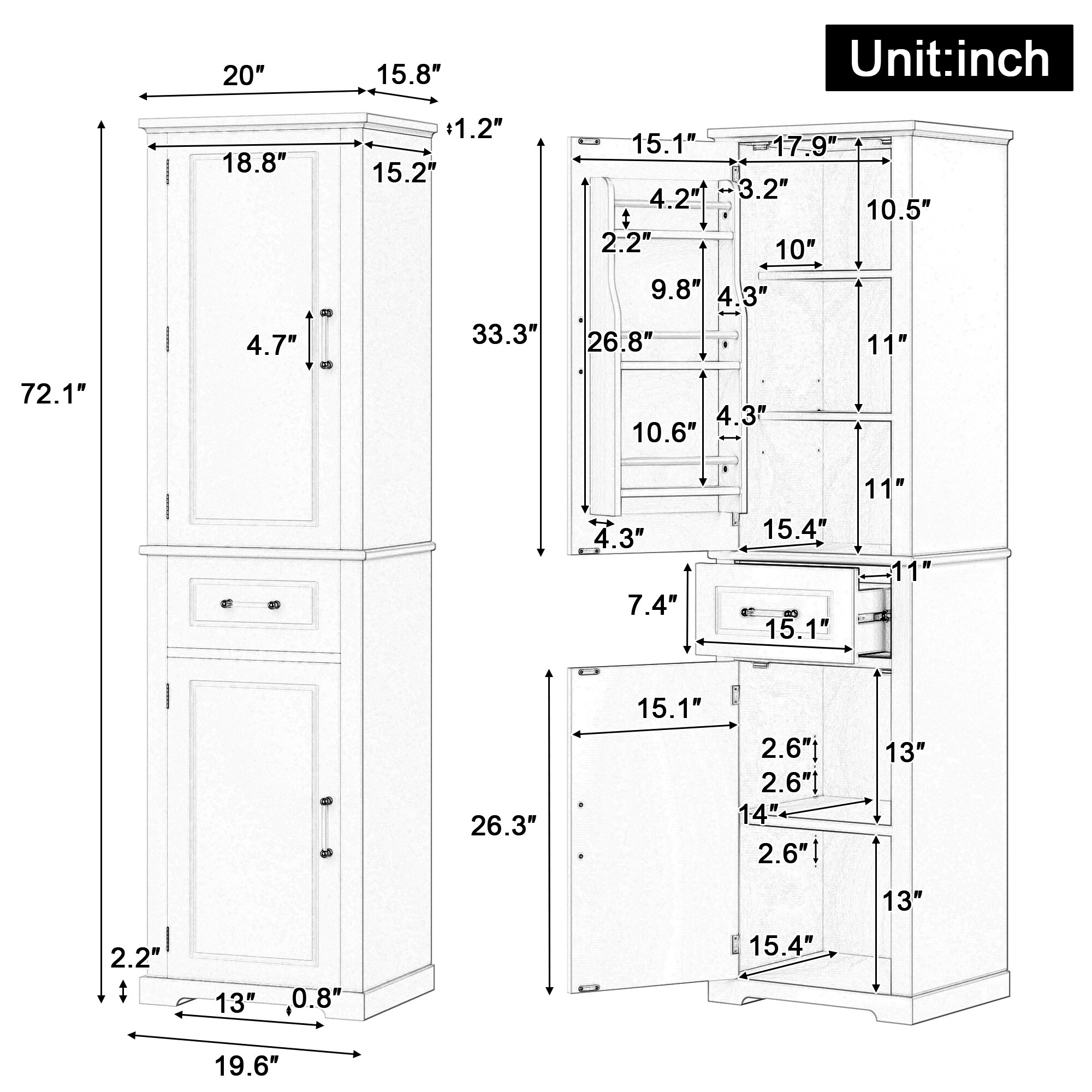 GDFStudio 342168 Bathroom-Wall-Cabinets - View #7