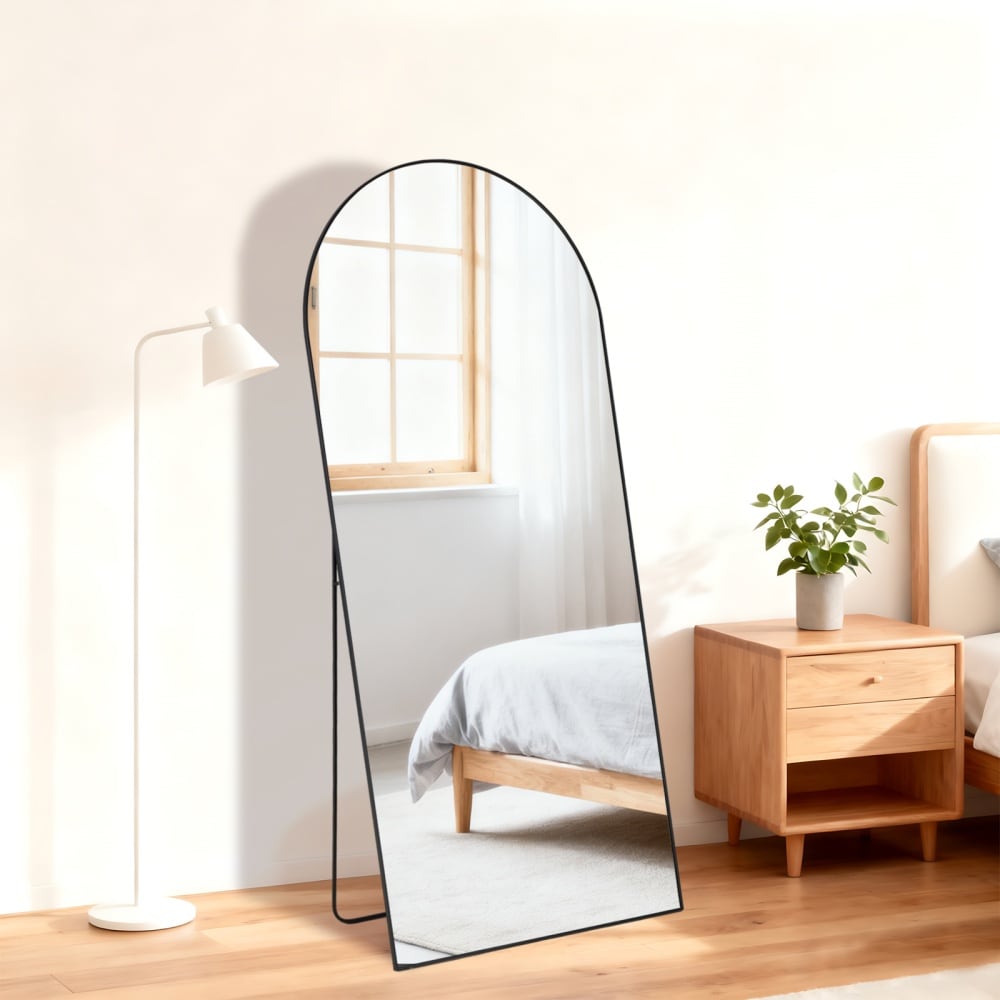 OOU Arched Full Length Mirror Full Body Standing Mirror Floor Mirrors 26in 68in black