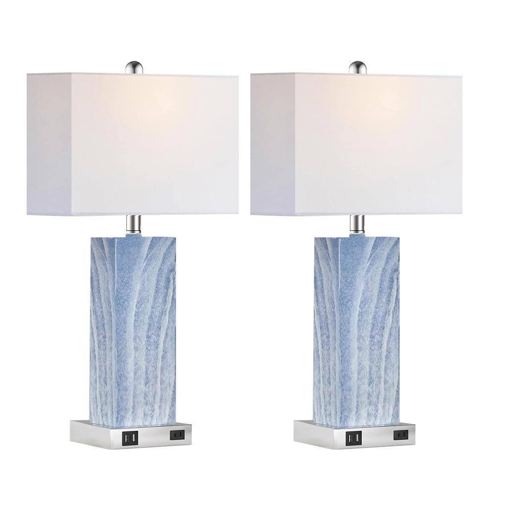 LETILY Y76L26FE Table Lamp 7.6-in White LED Touch Table Lamp with Fabric Shade 2 -Set