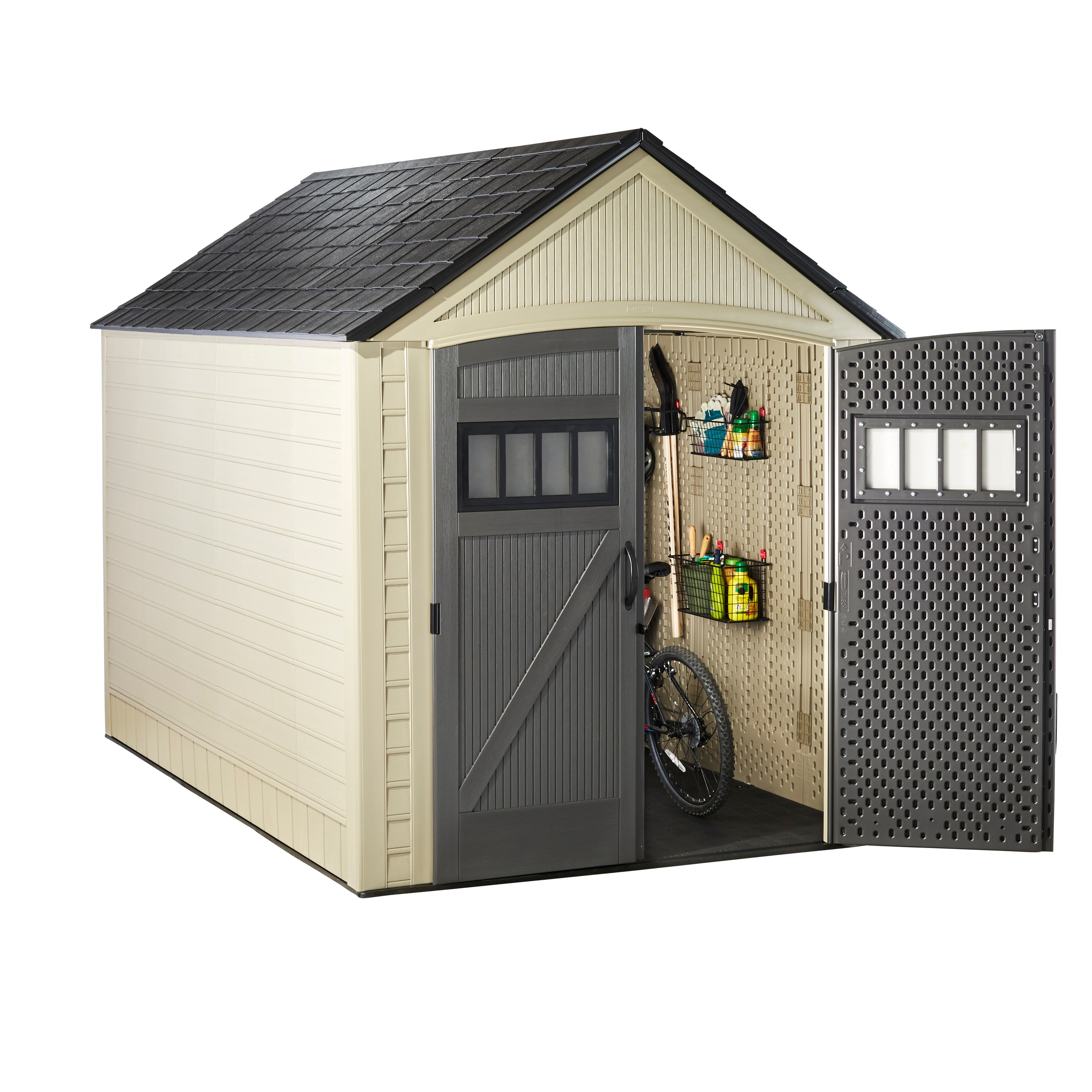 Rubbermaid 7 x 7 Foot Weather Resistant Resin Outdoor Storage Shed, Gray