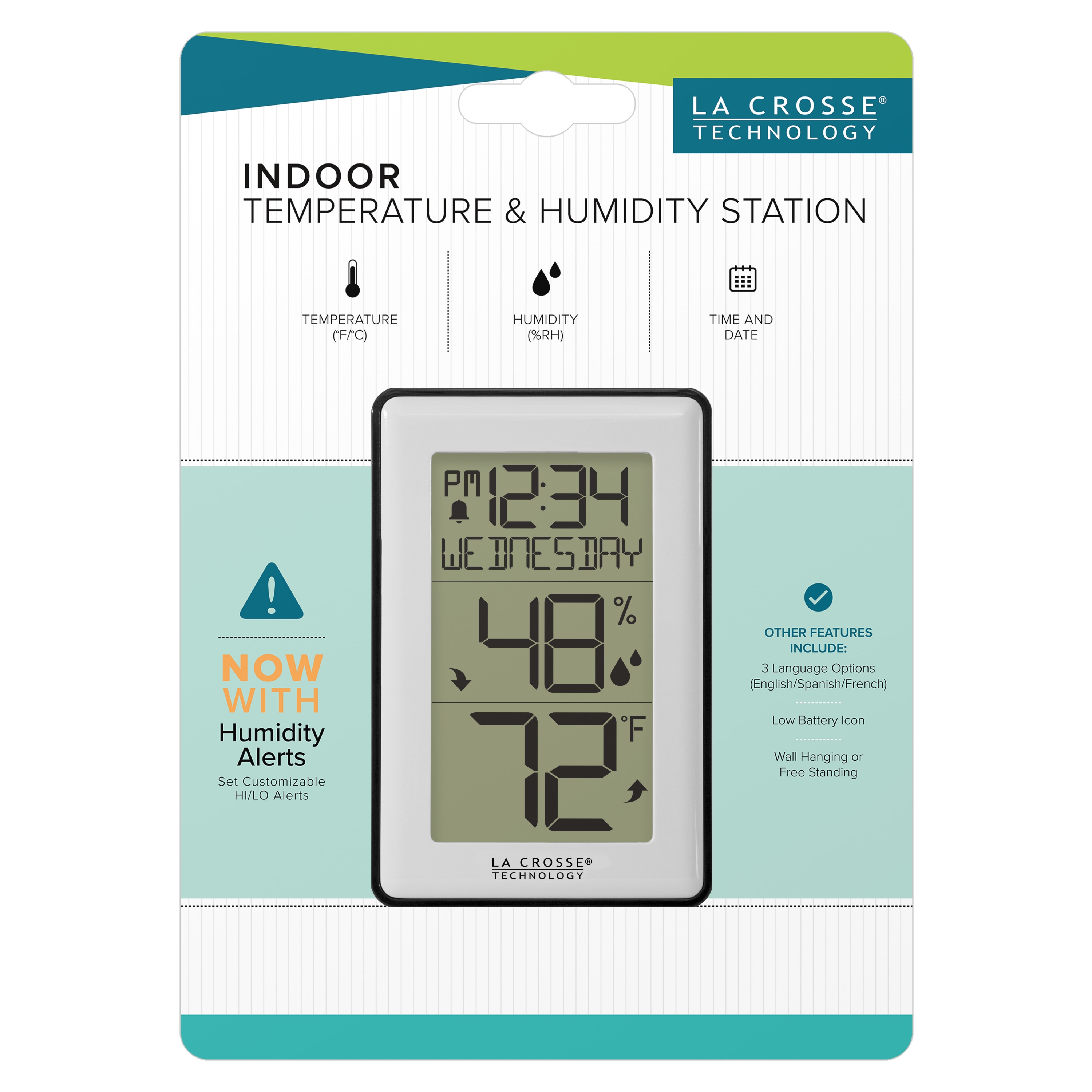 La Crosse Technology Indoor Temp and Humidity Station - Displays Temperature,  Humidity, Calendar - AAA Batteries - Digital Weather Station in the Digital  Weather Stations department at