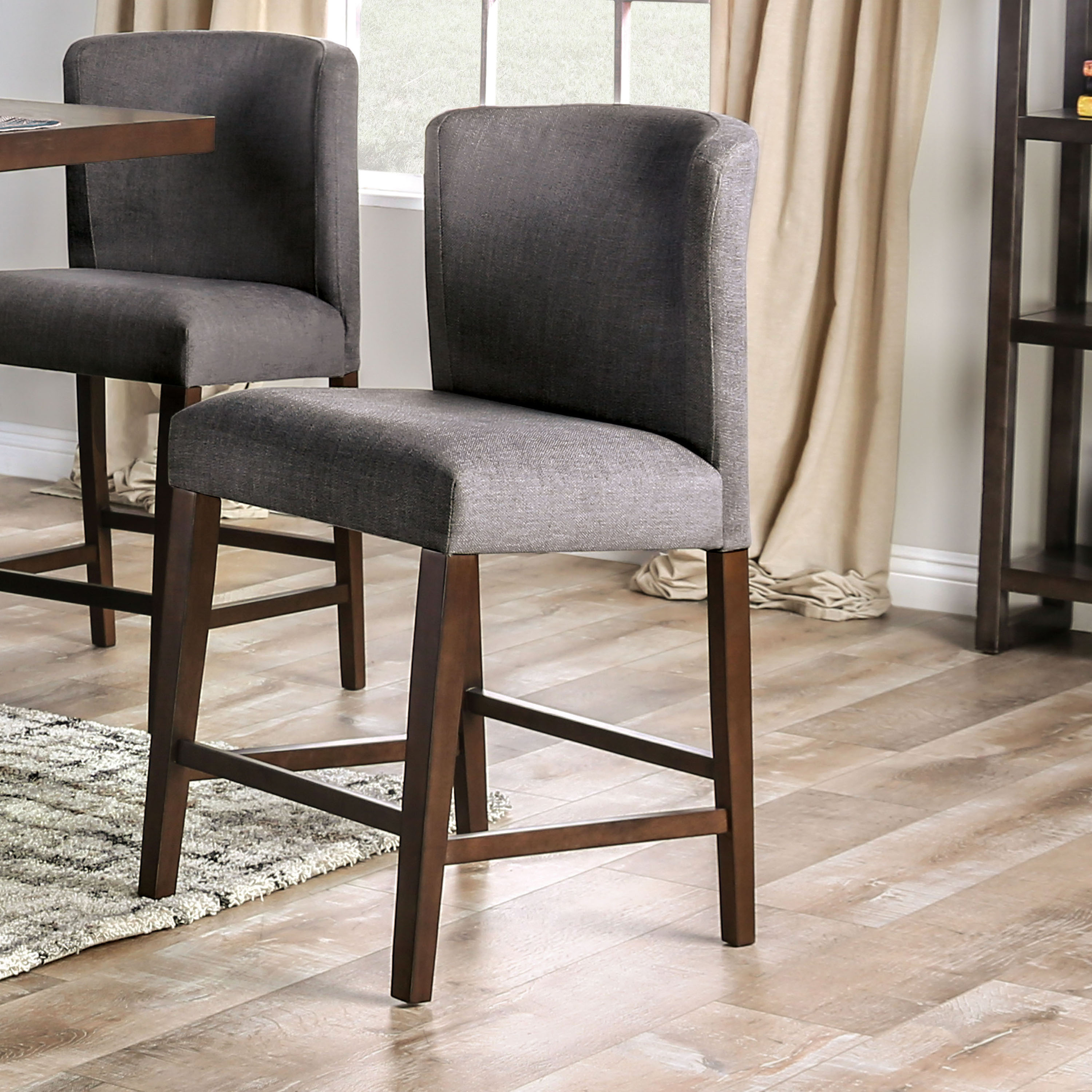Furniture of America IDF-3779PC Denie Polyester Upholstered Dining Side Chair (Wood Frame)