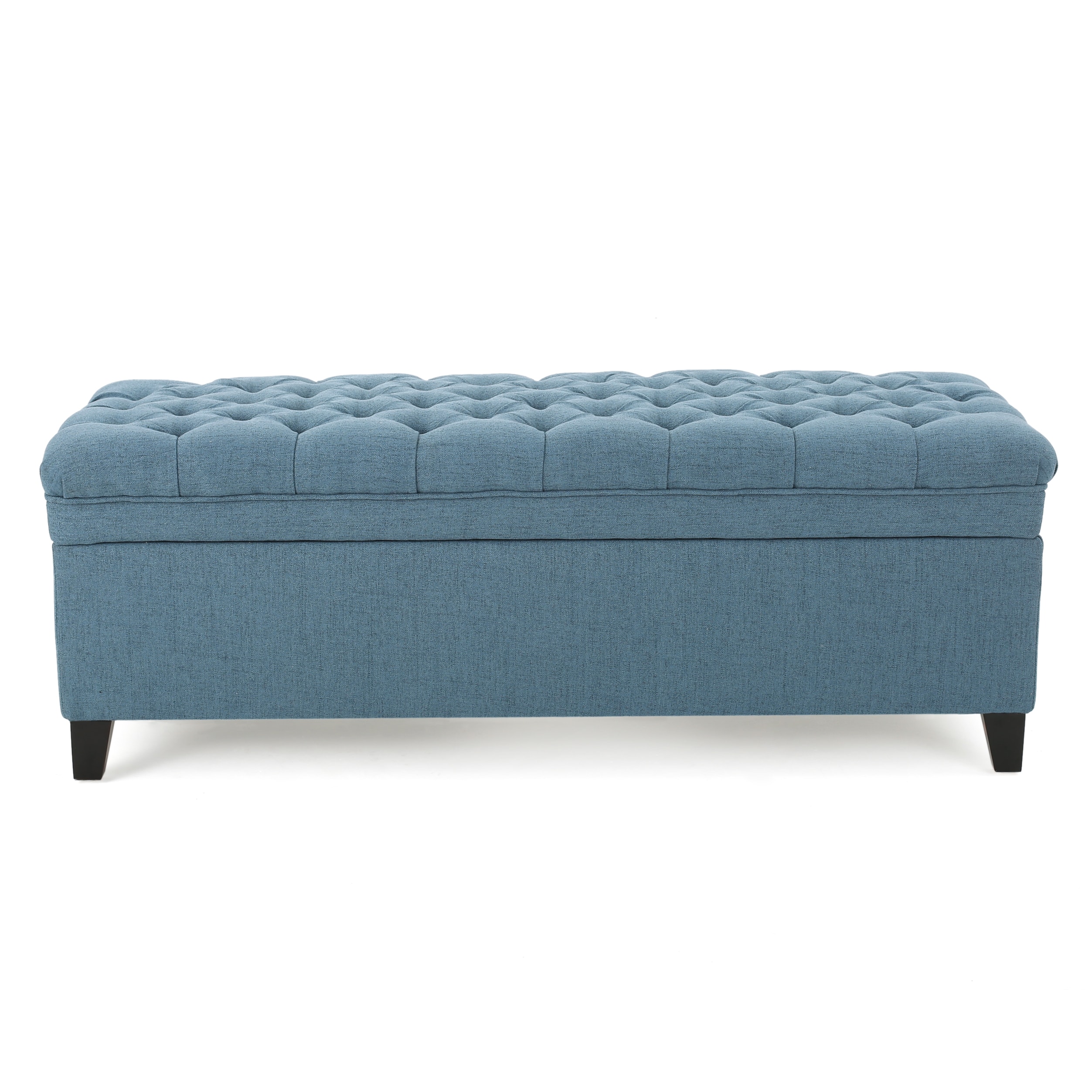 Juliana Oversized Blue Tufted Storage Ottoman Bench