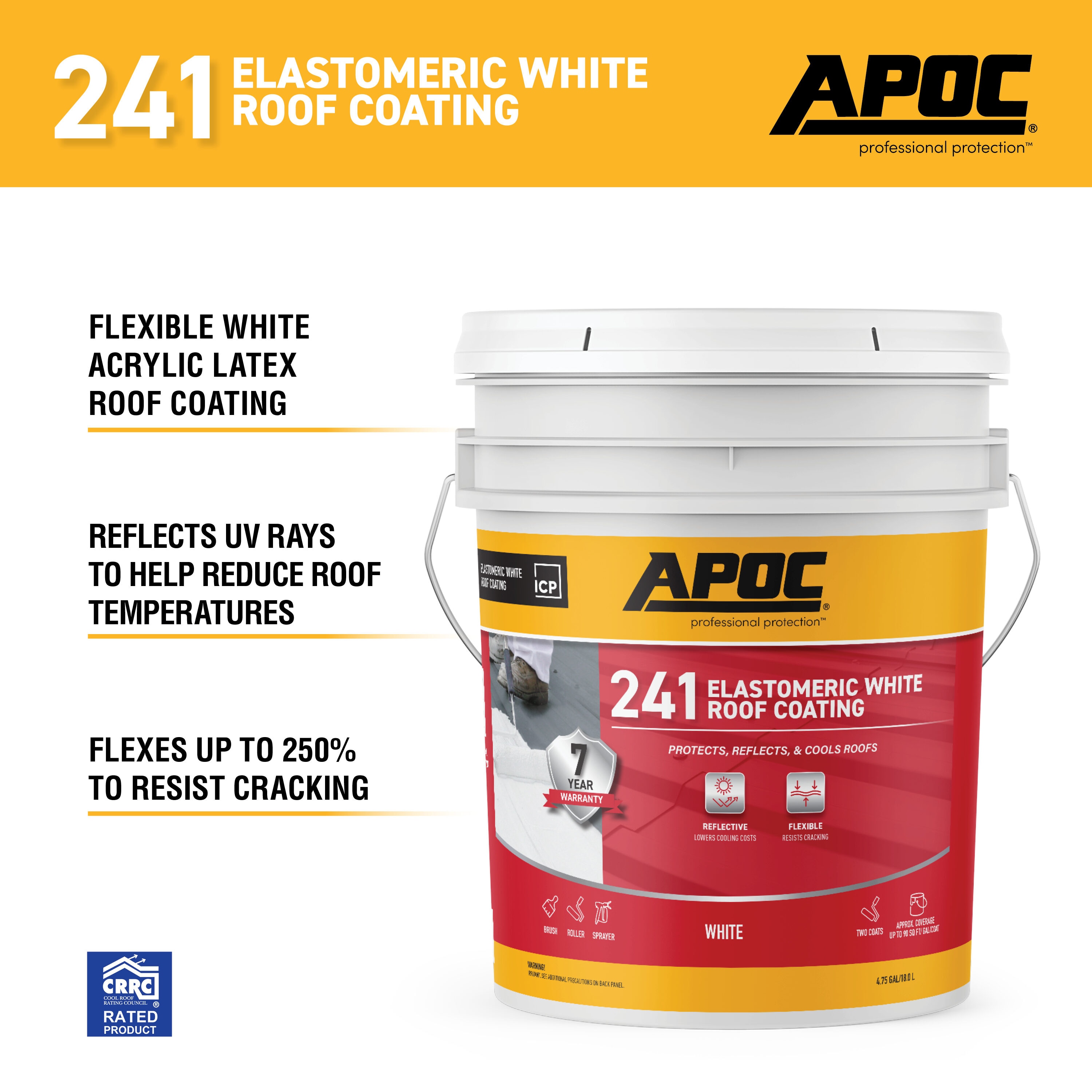 APOC 241 4.75-Gallon White Elastomeric Reflective Roof Coating (7-year ...