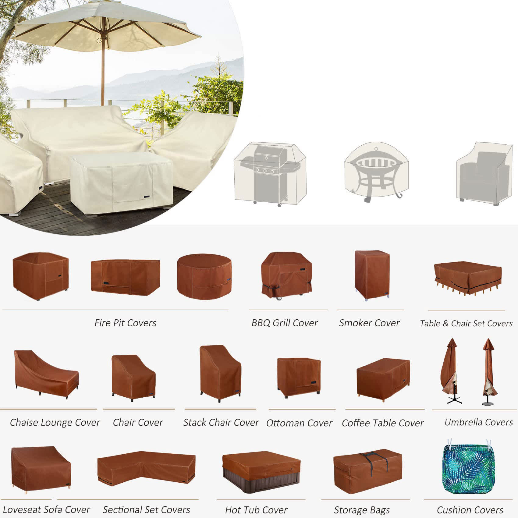 Aoibox LAB0331F33 Fire-Pit-Covers - View #7