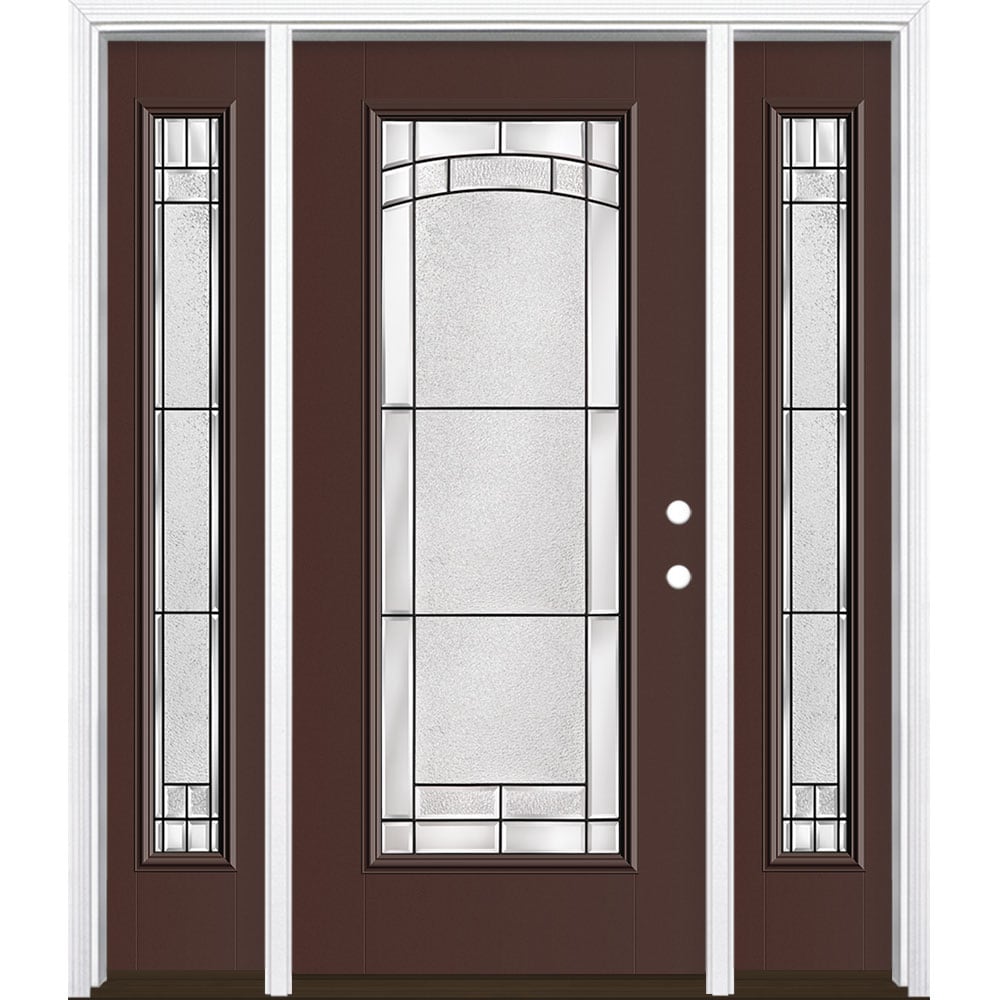 Masonite 3419545 Element 60-in x 80-in x 4-9/16-in Fiberglass Full lite Left-hand inswing Chocolate Painted Prehung Front Door with Sidelights with Brickmould Insulating core