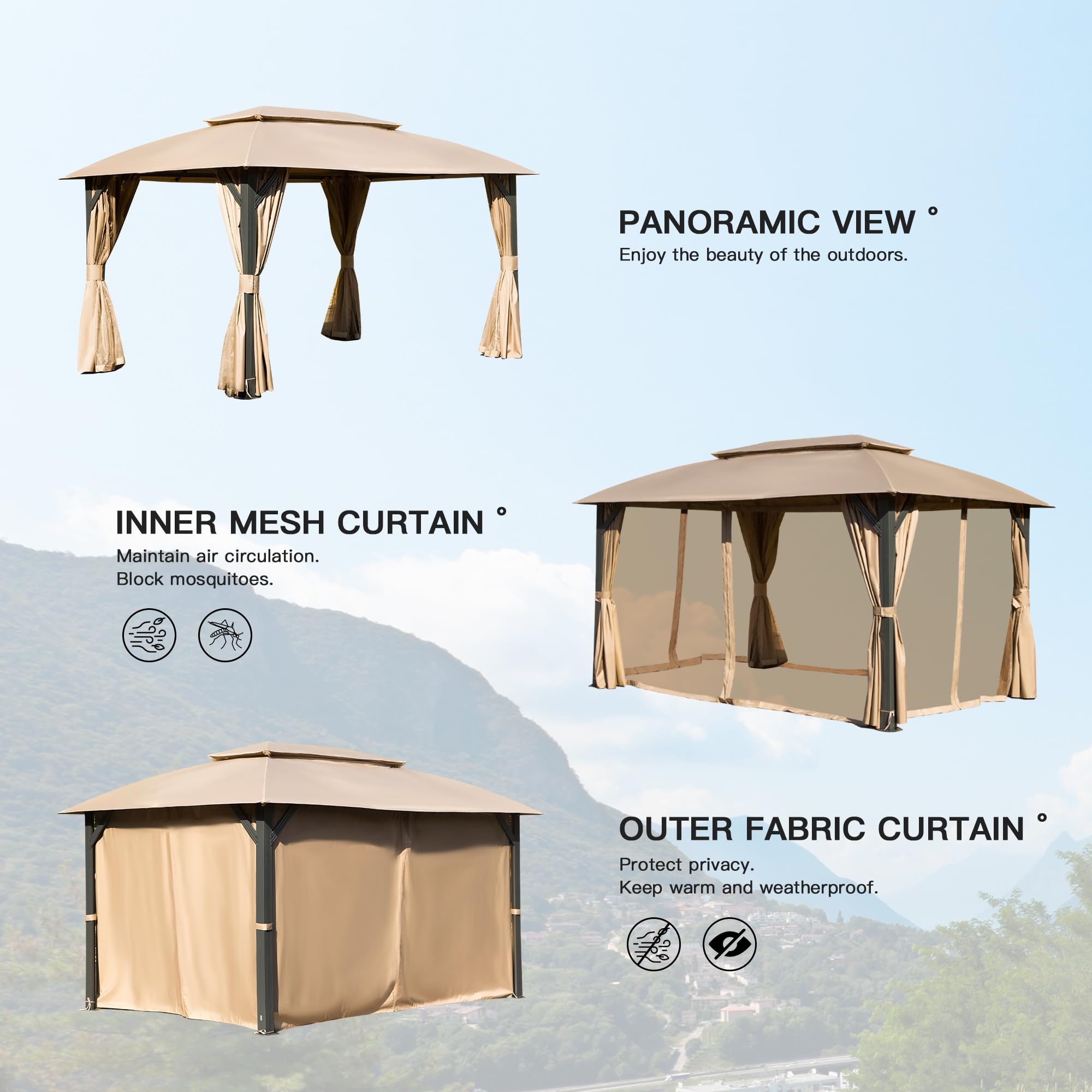 LIVIZA GLY-1625-BN Wood-Resin-Gazebos - View #4