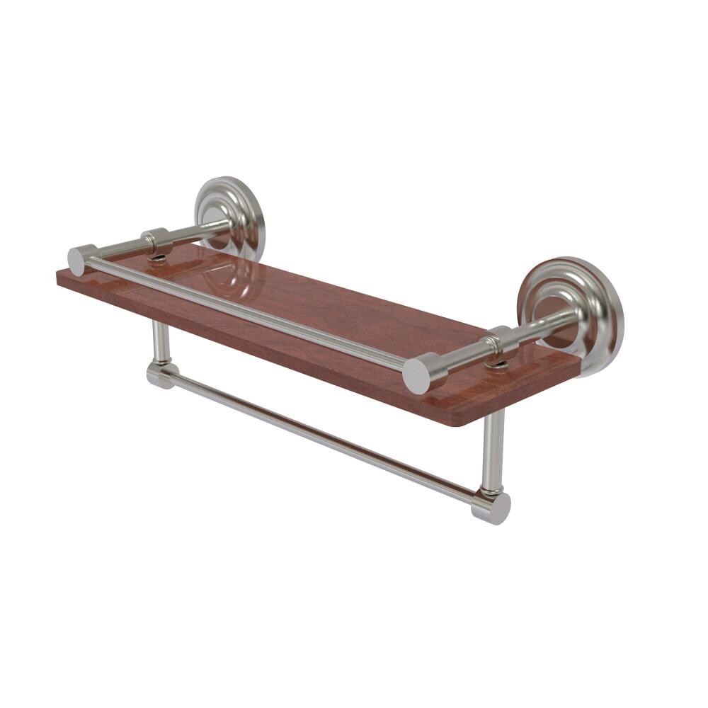 Allied Brass QN-1TB-16-GAL-IRW-SN Que New Satin Nickel Wall mount Bathroom Shelf ( 16-in x 5-in x 5-in )