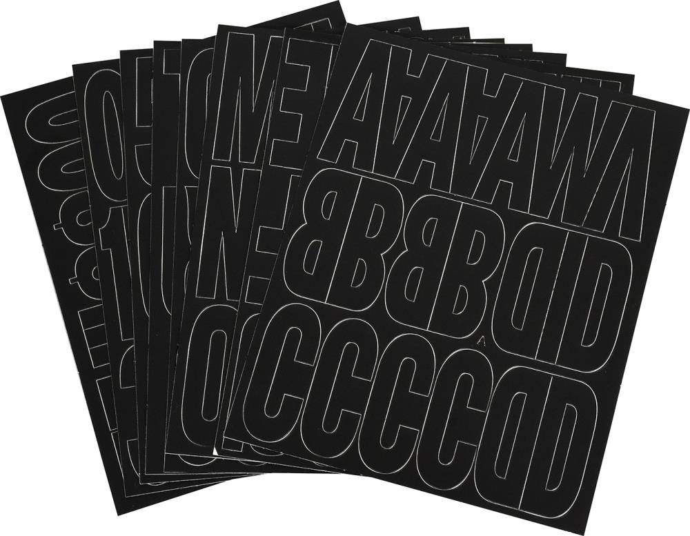 4x6 White Vinyl Black Letter Stickers