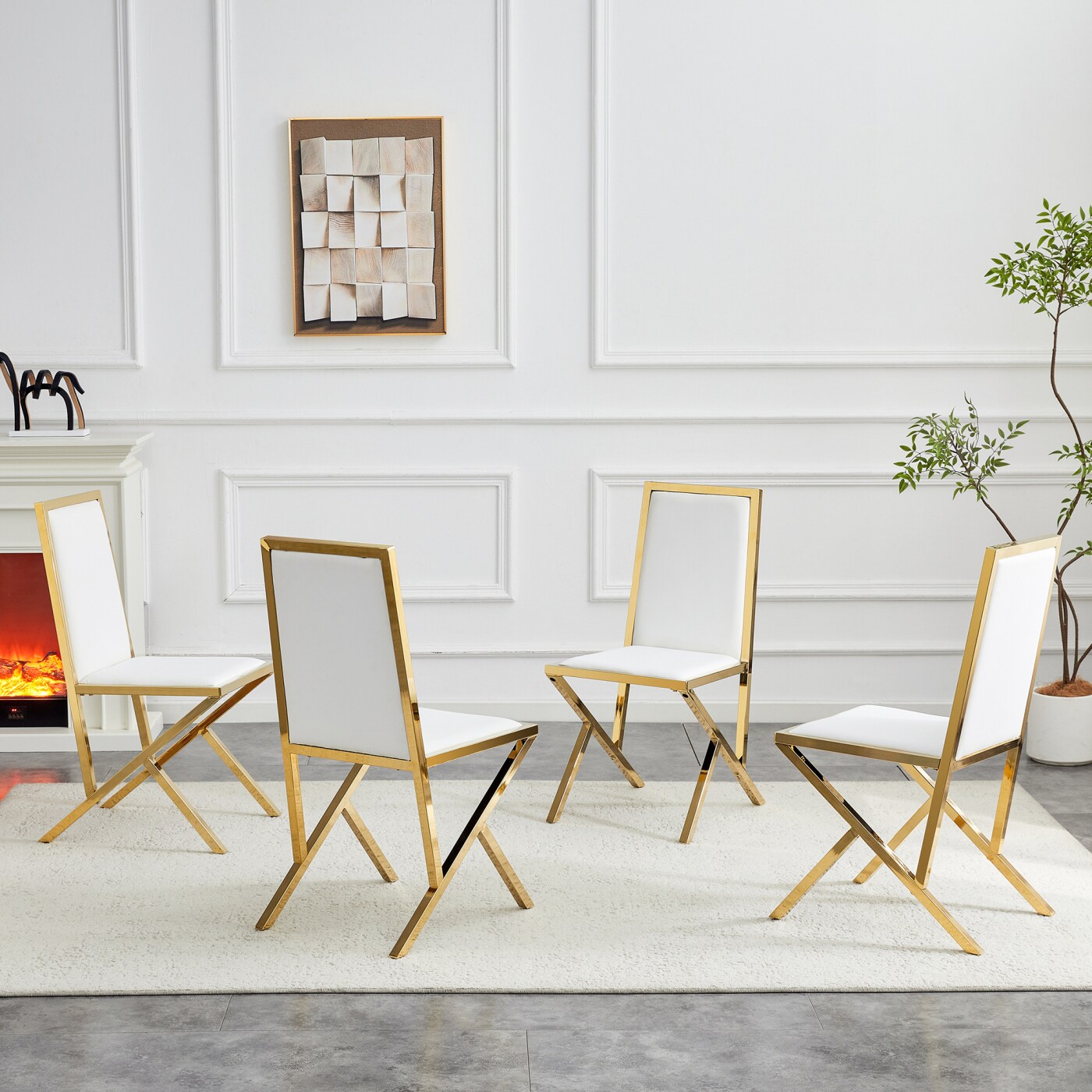 CHITA Set of 4 Modern Upholstered Dining Chairs with Ergonomic Support ...