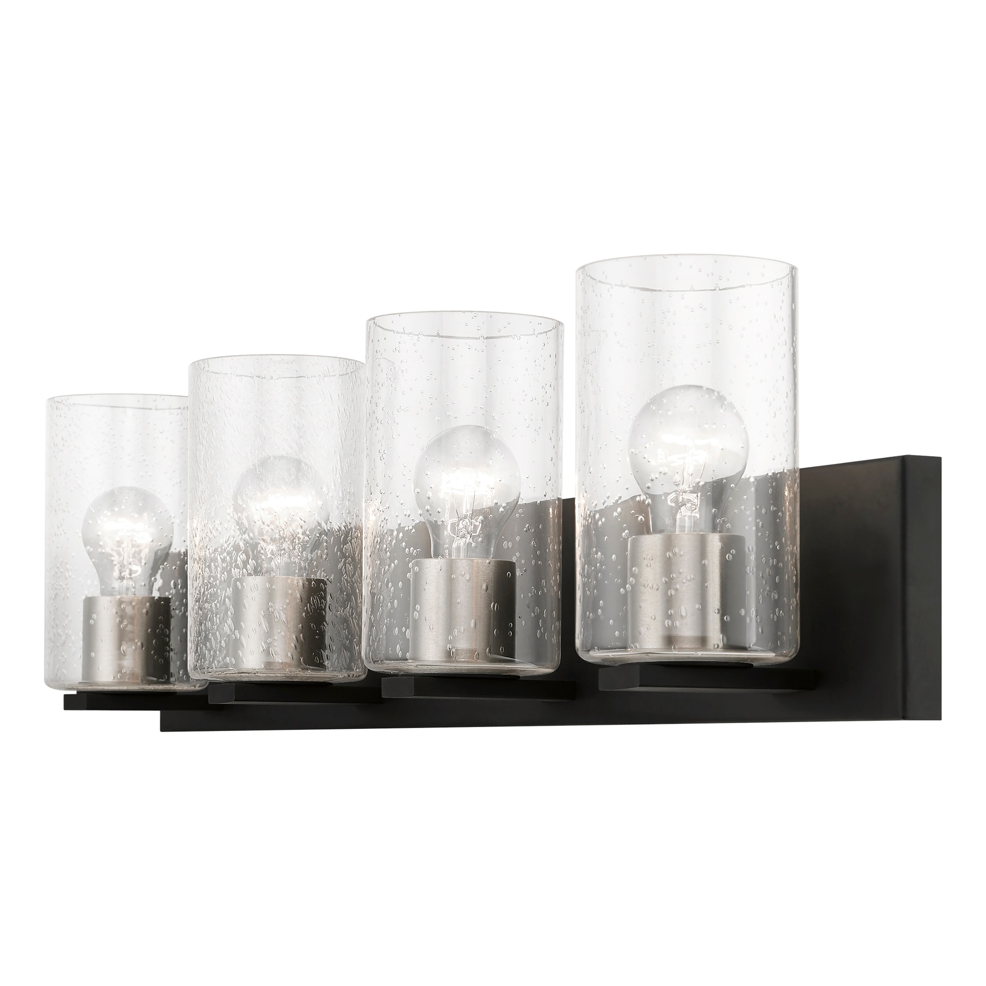Zurich Black and Brushed Nickel 4-Light Vanity with Clear Seeded Glass