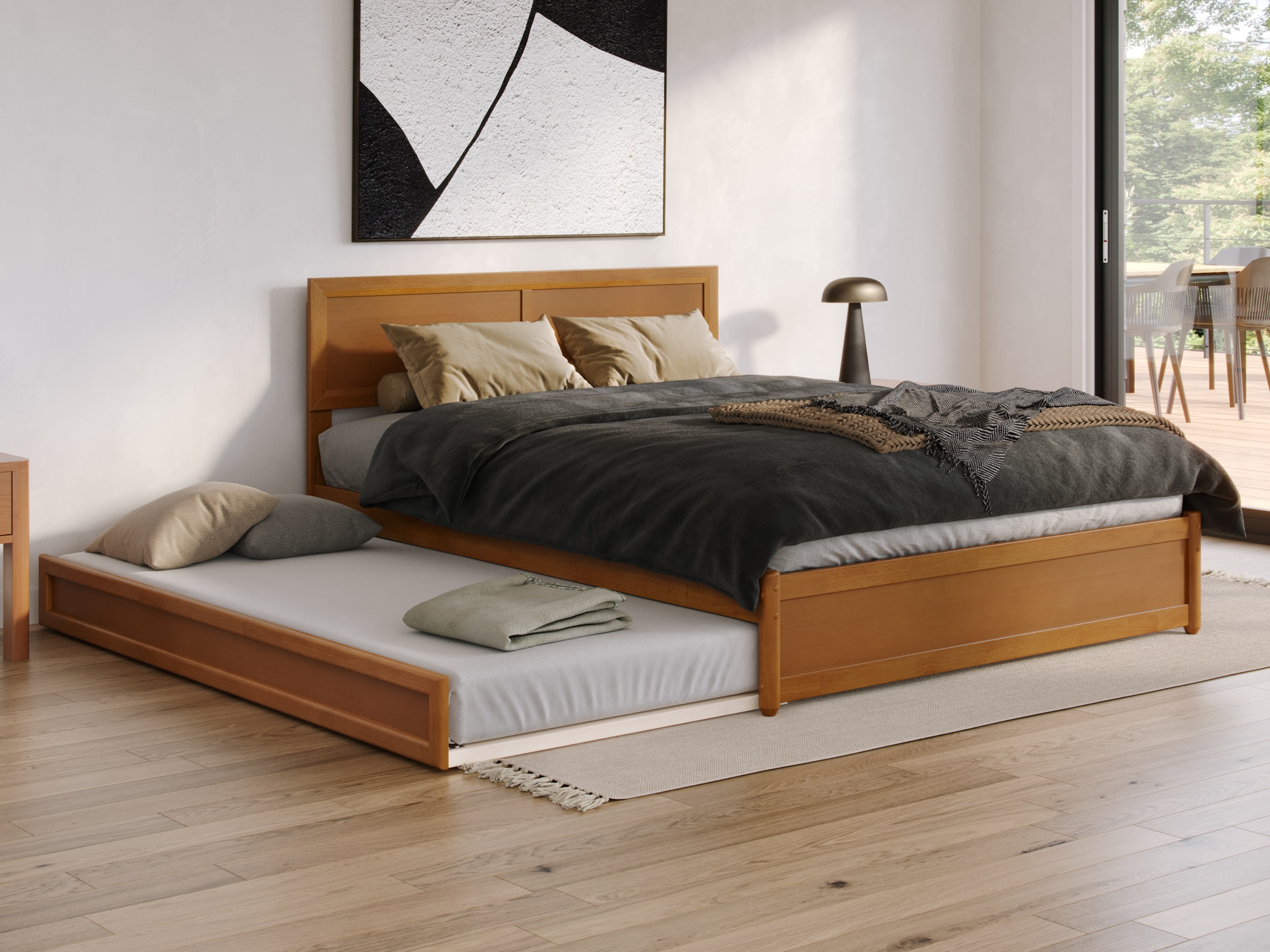 AFI AR848724T Lylah Light Toffee Queen Wood Trundle Bed