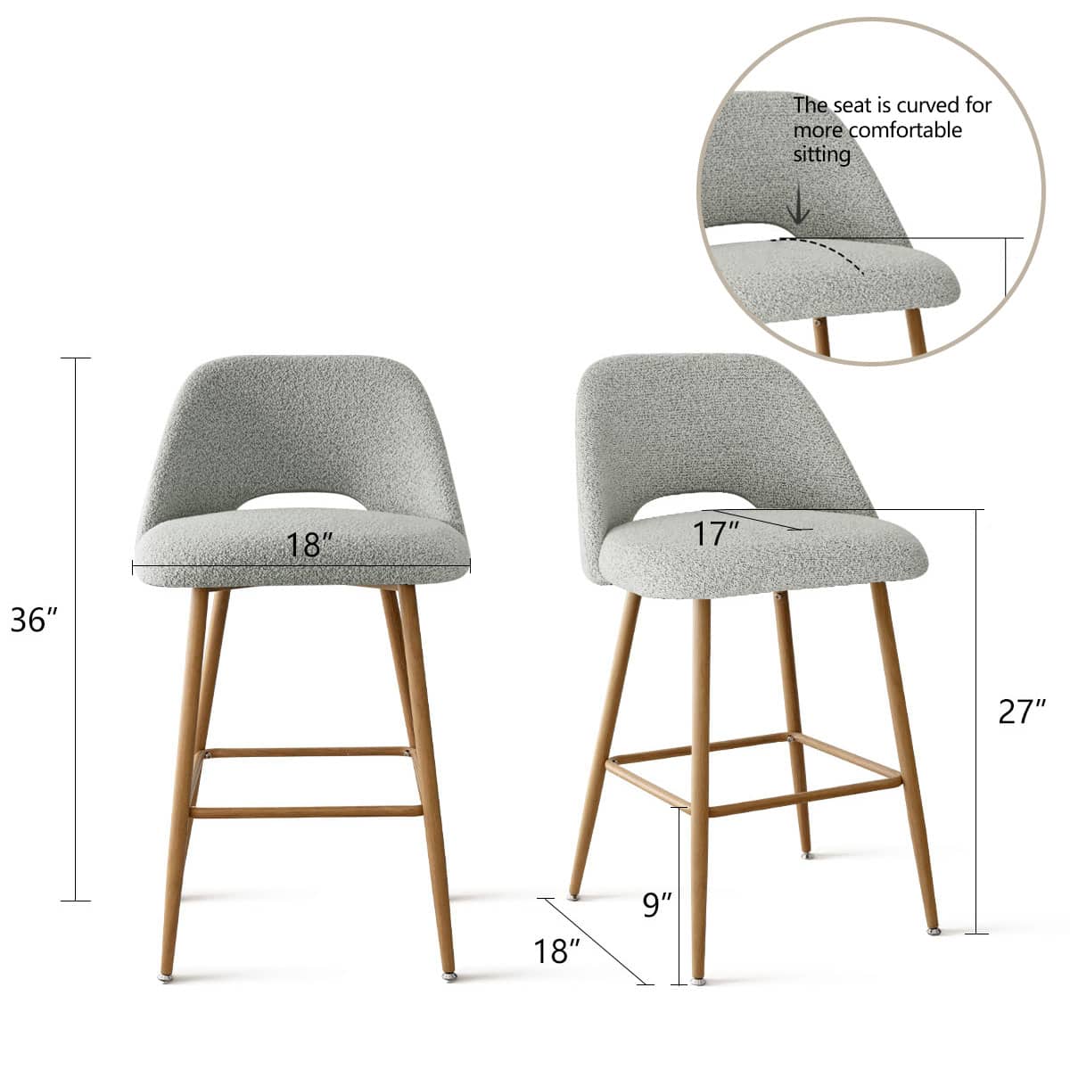 Maison Boucle EDWIN-MB-OKB-GREY-4 stools - View #2