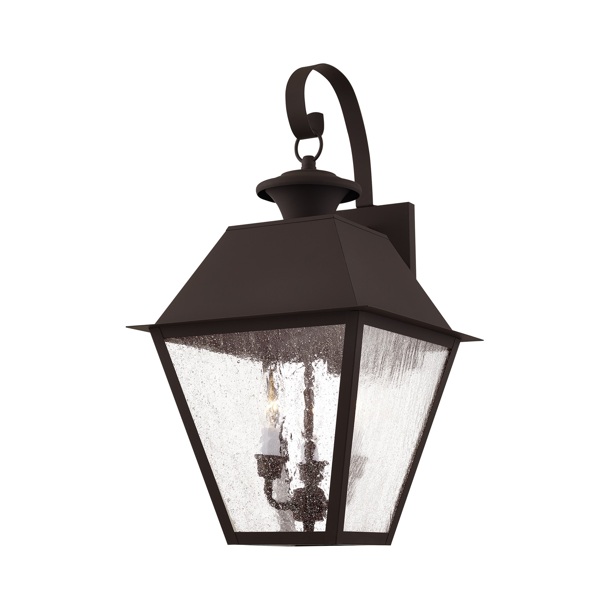 Bronze Seeded Glass 3-Light Outdoor Wall Lantern