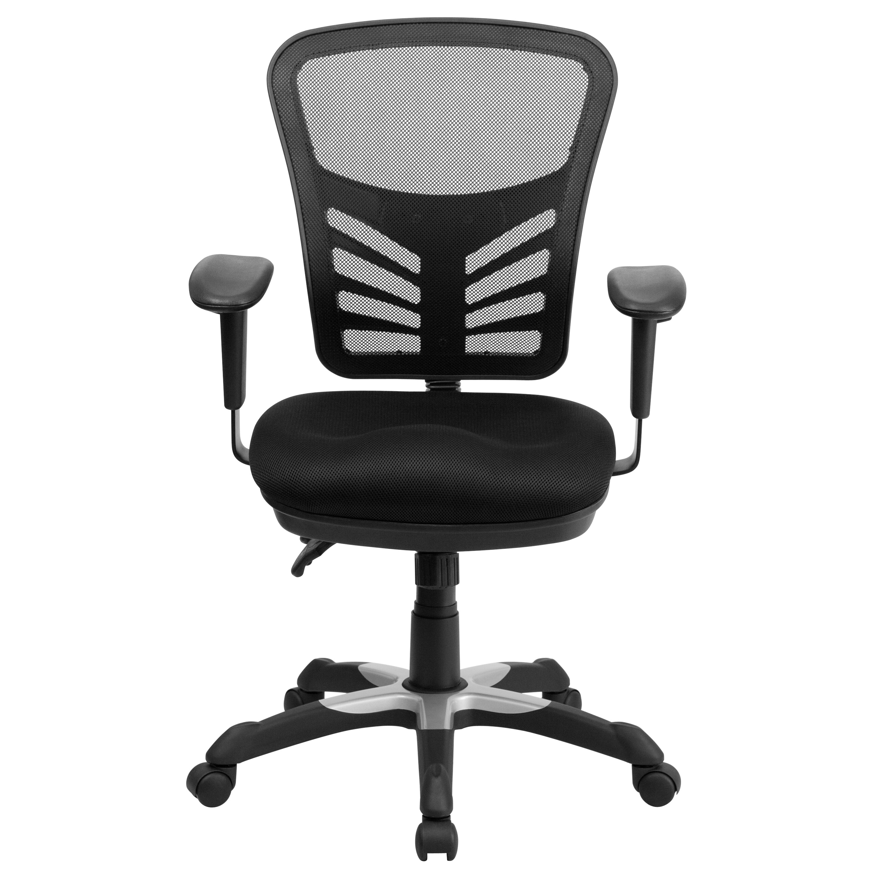 Flash Furniture Mid-Back Transparent Black Mesh Executive Swivel Chair with Melrose Gold Frame and Flip-Up Arms