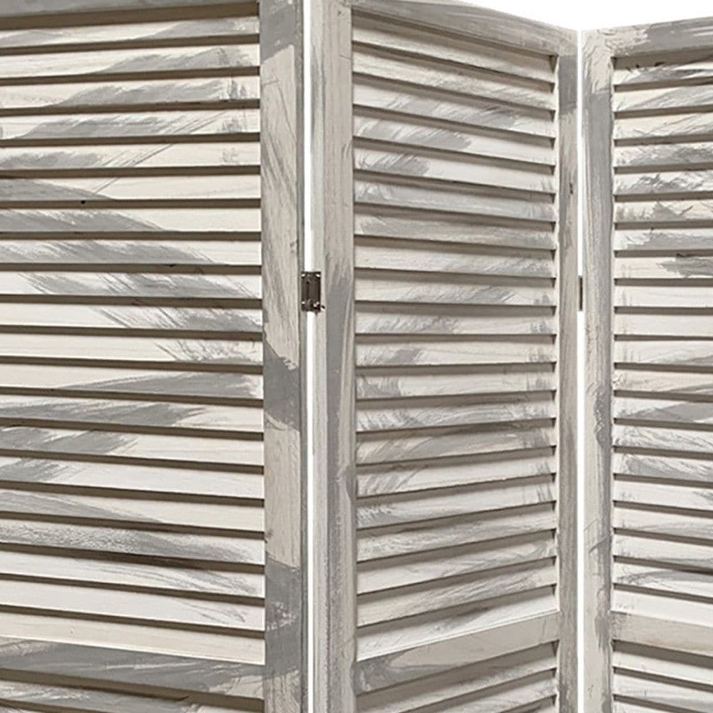 Slickblue Gray 3-Panel Shutter Screen Wooden Room Divider with Slatted ...